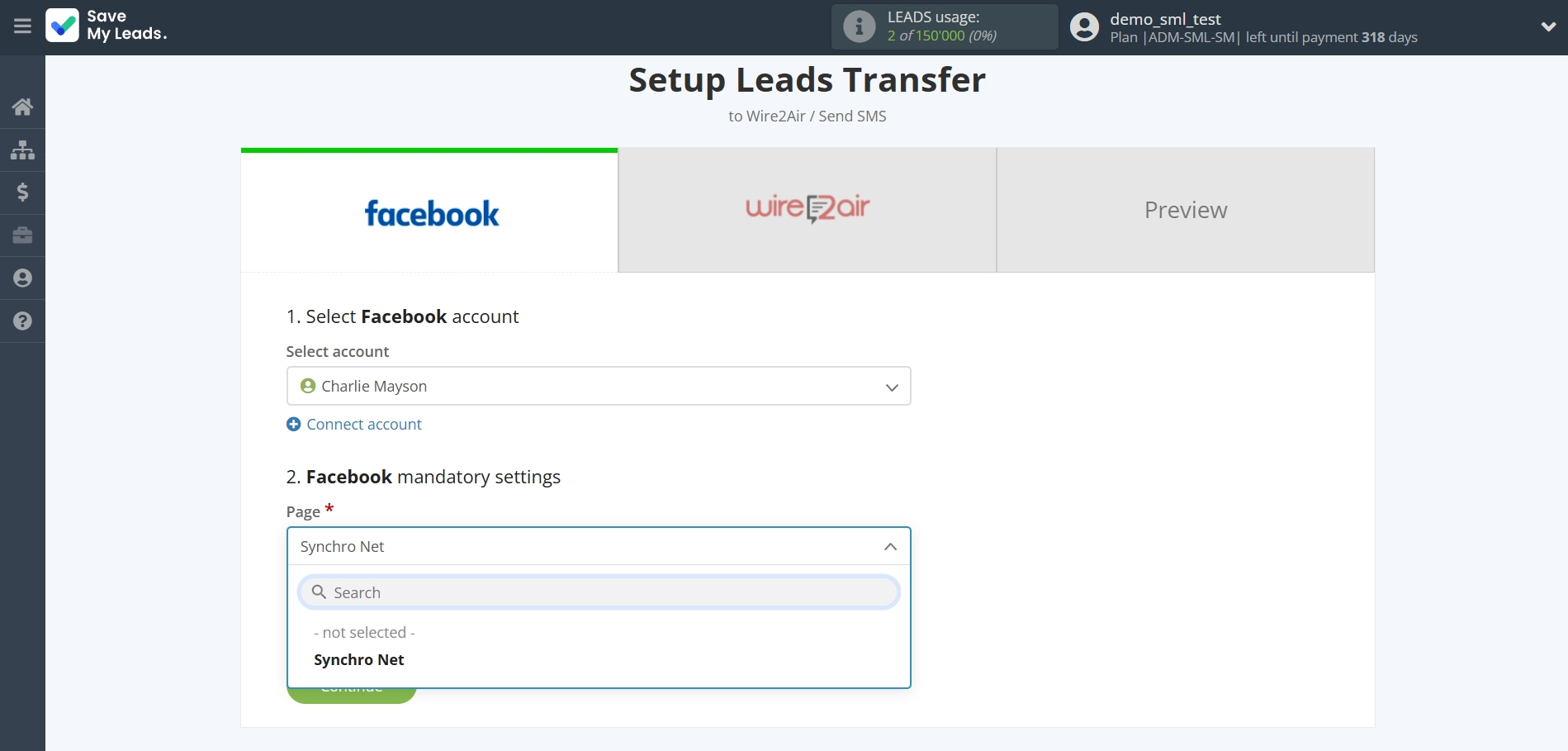 How to Connect Facebook with Wire2Air | Data Source account connection