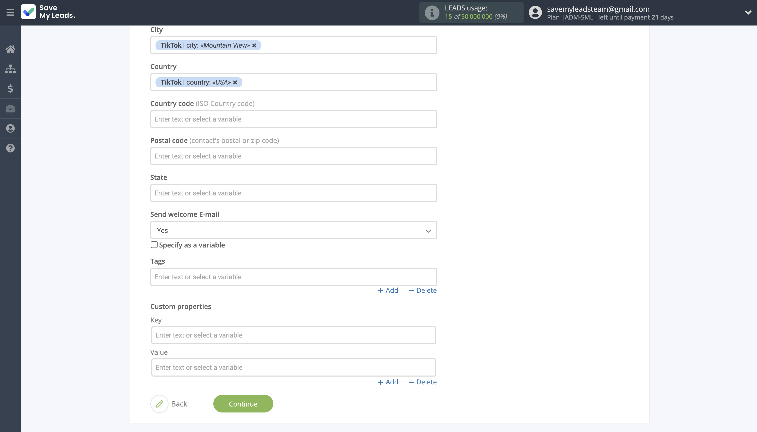 How to Connect TikTok with Omnisend Create Contacts | Assigning fields