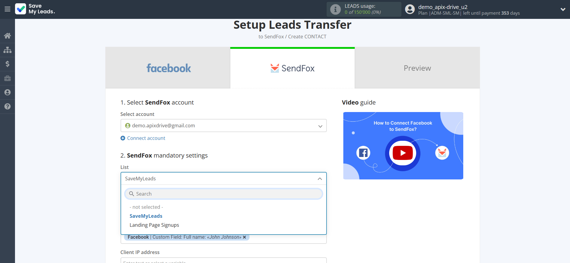 How to Connect Facebook with SendFox | Assigning fields How to Connect Facebook with SendFox | Assigning fields