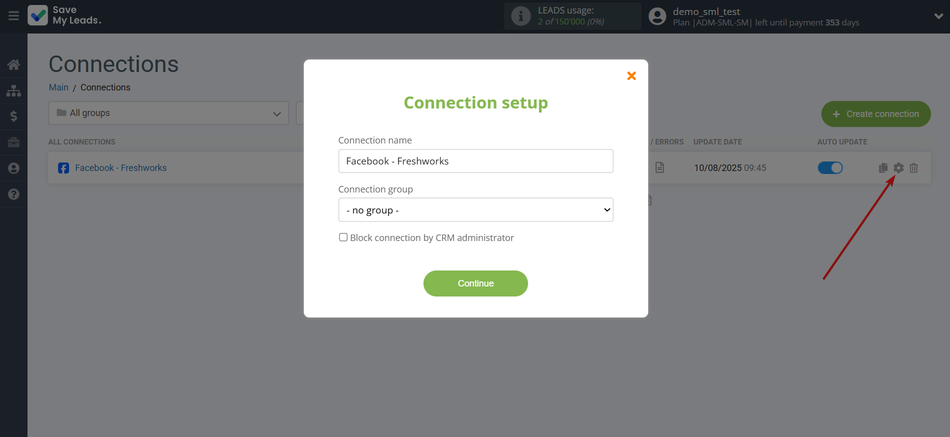 How to Connect Facebook with Freshworks Create Deal | Name and group connection