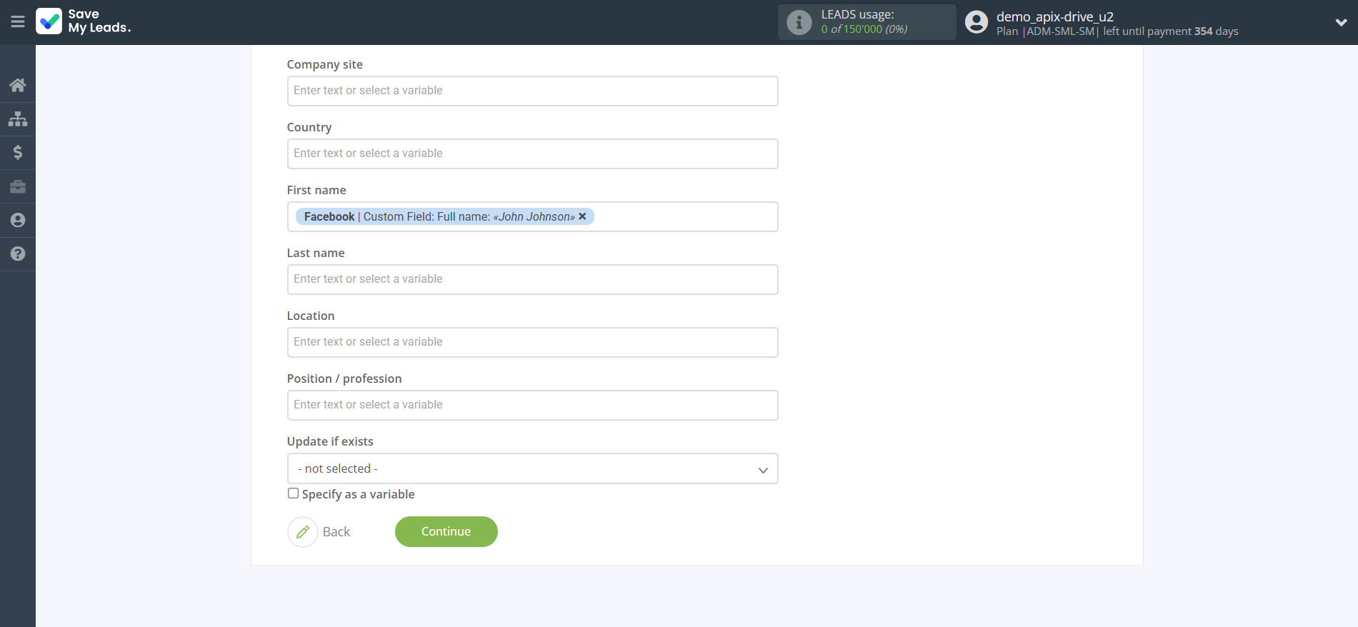How to Connect Facebook with Snovio Add Contacts | Assigning fields
