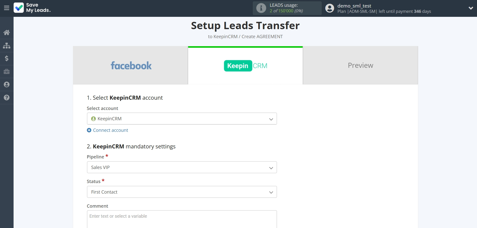 How to Connect Facebook with KeepinCRM Create Agreement | Selecting Pipeline and Status How to Connect Facebook with KeepinCRM Create Agreement | Selecting Pipeline and Status