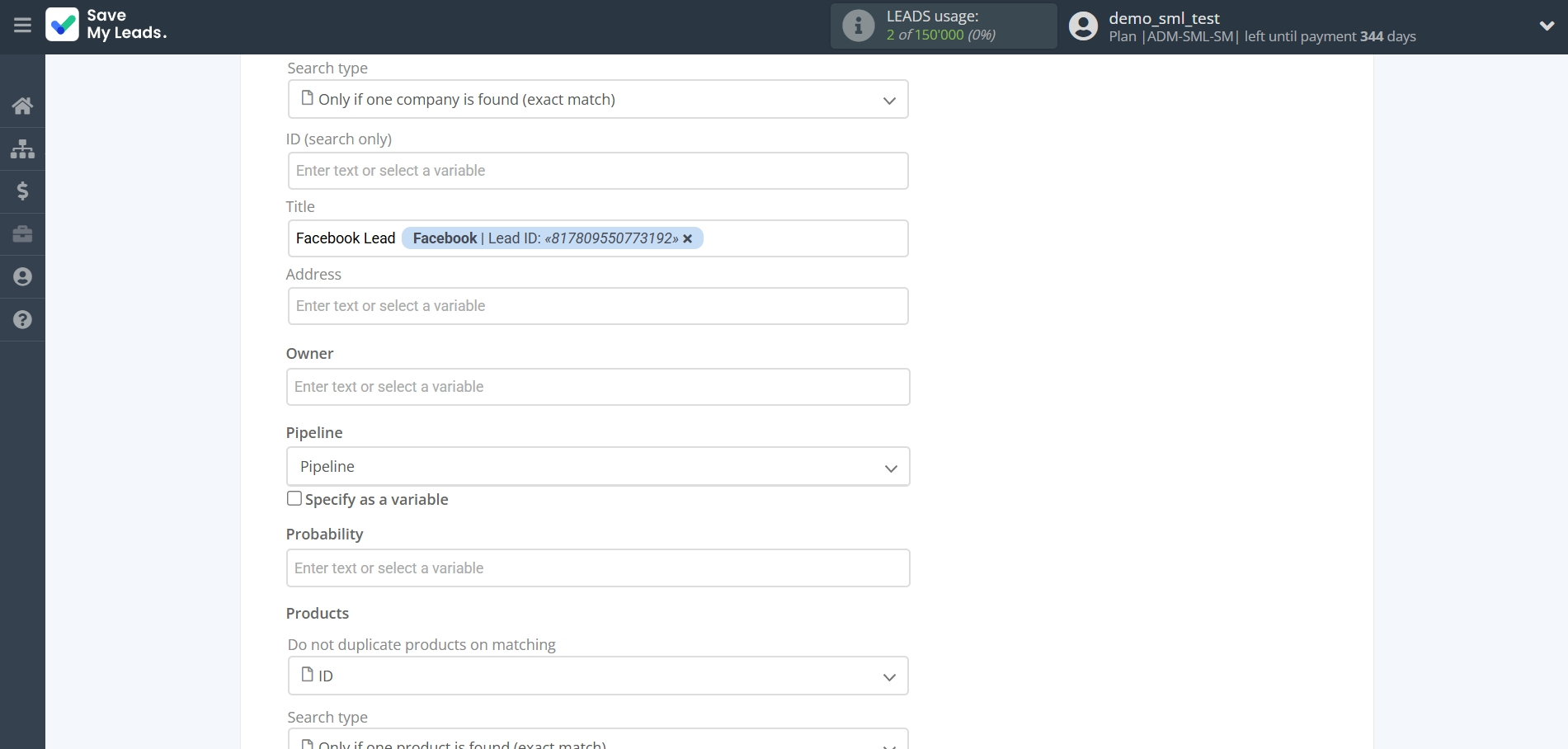 How to Connect Facebook with Pipedrive Create Deal | Assigning fields