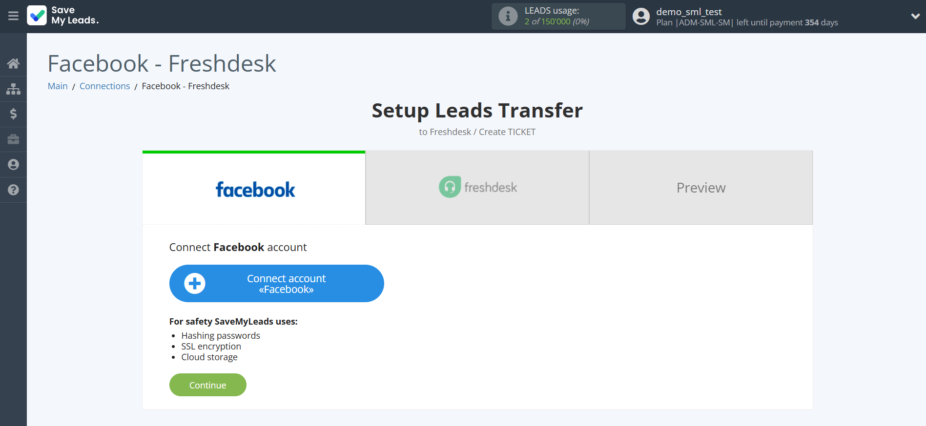 How to Connect Facebook with Freshdesk Create Ticket | Data Source account connection