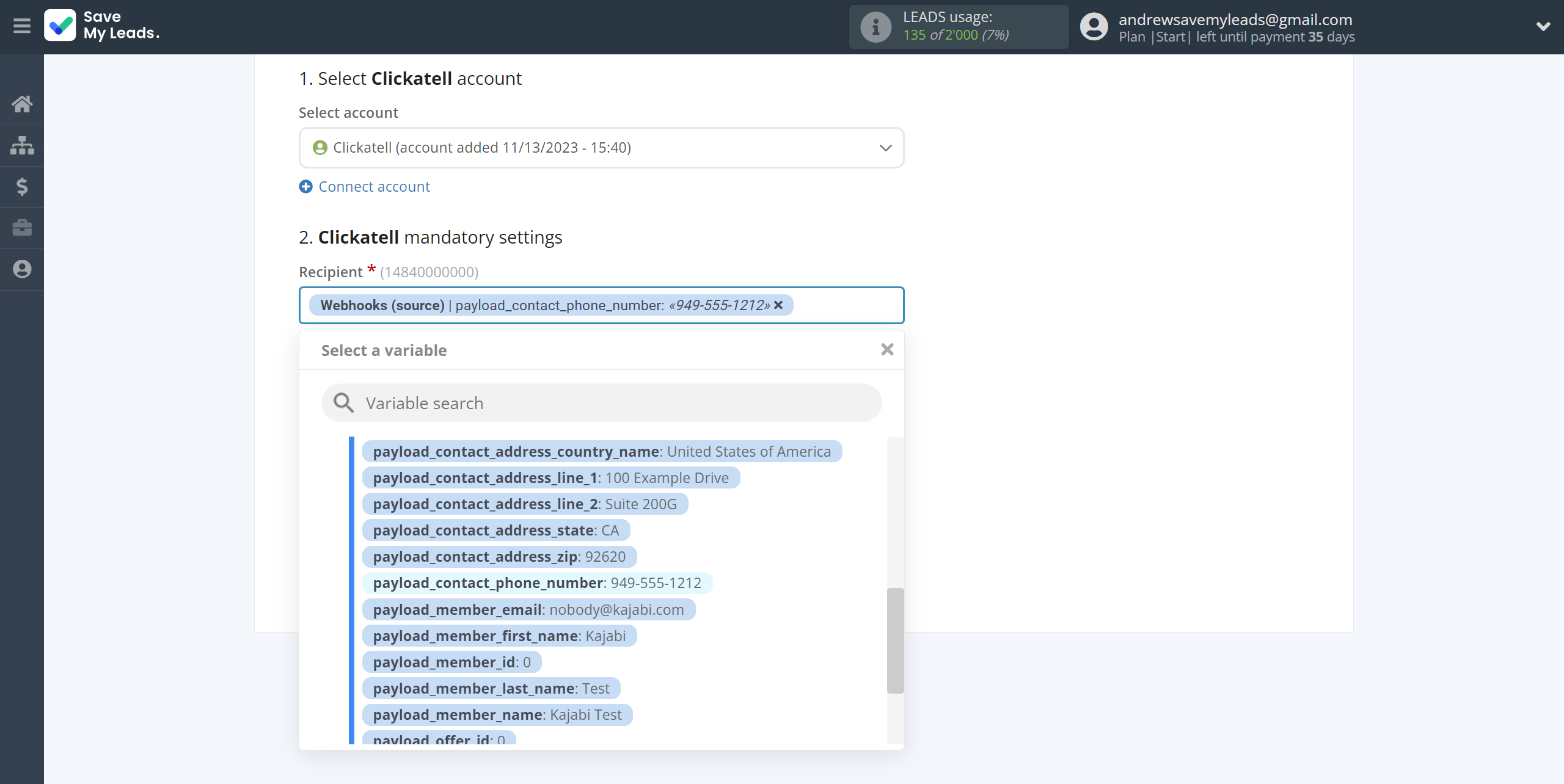 How to Connect Webhooks with Clickatell | Assigning fields How to Connect Webhooks with Clickatell | Assigning fields