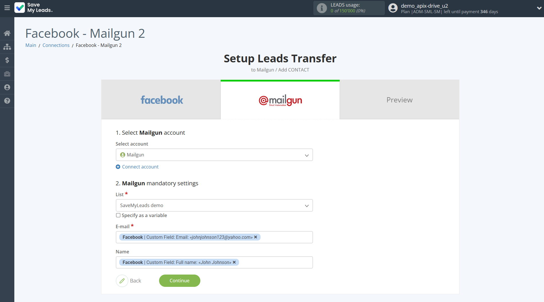 How to Connect Facebook with Mailgun | Assigning fields How to Connect Facebook with Mailgun | Assigning fields