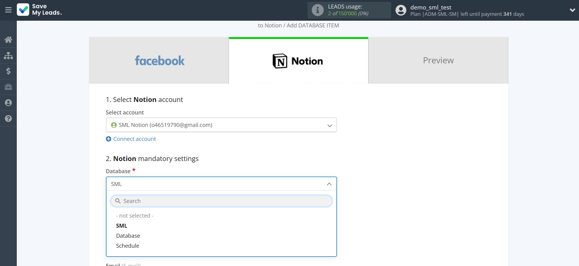How to Connect Facebook with Notion | Assigning fields