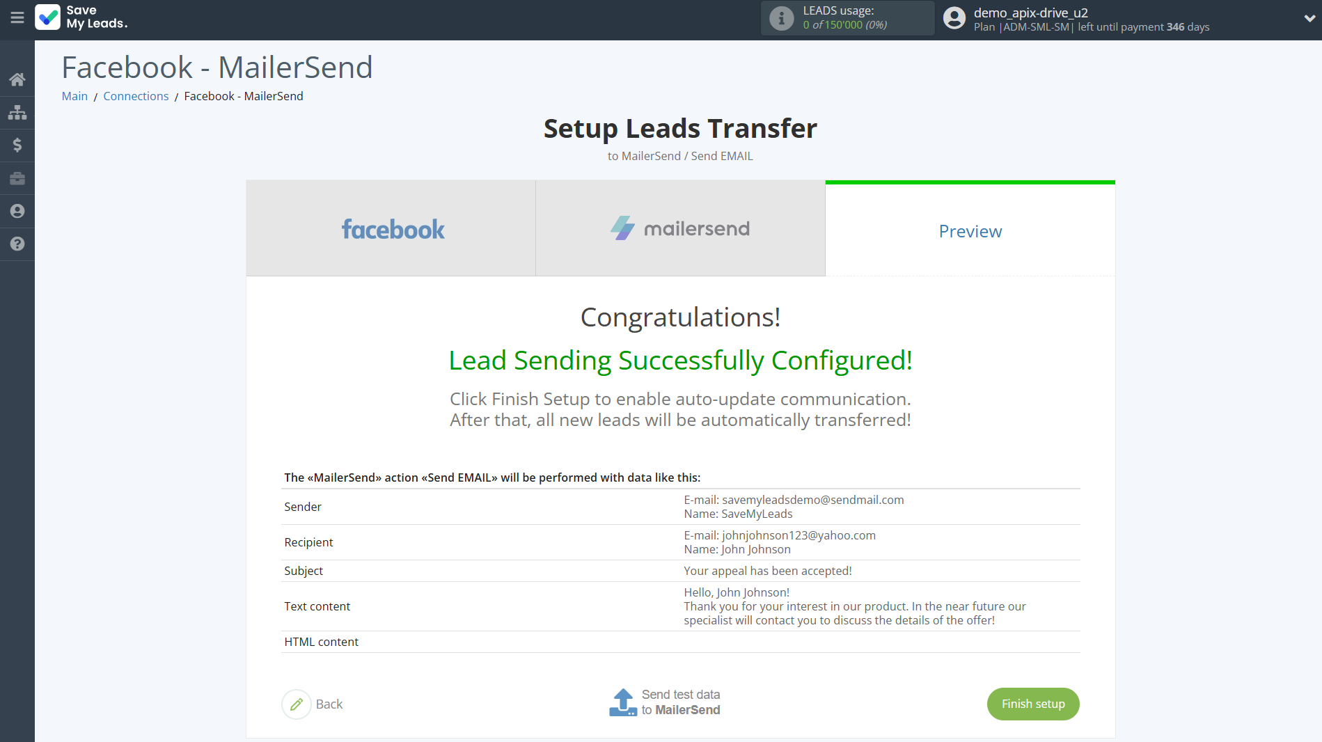 How to Connect Facebook with MailerSend Send Email | Test data How to Connect Facebook with MailerSend Send Email | Test data