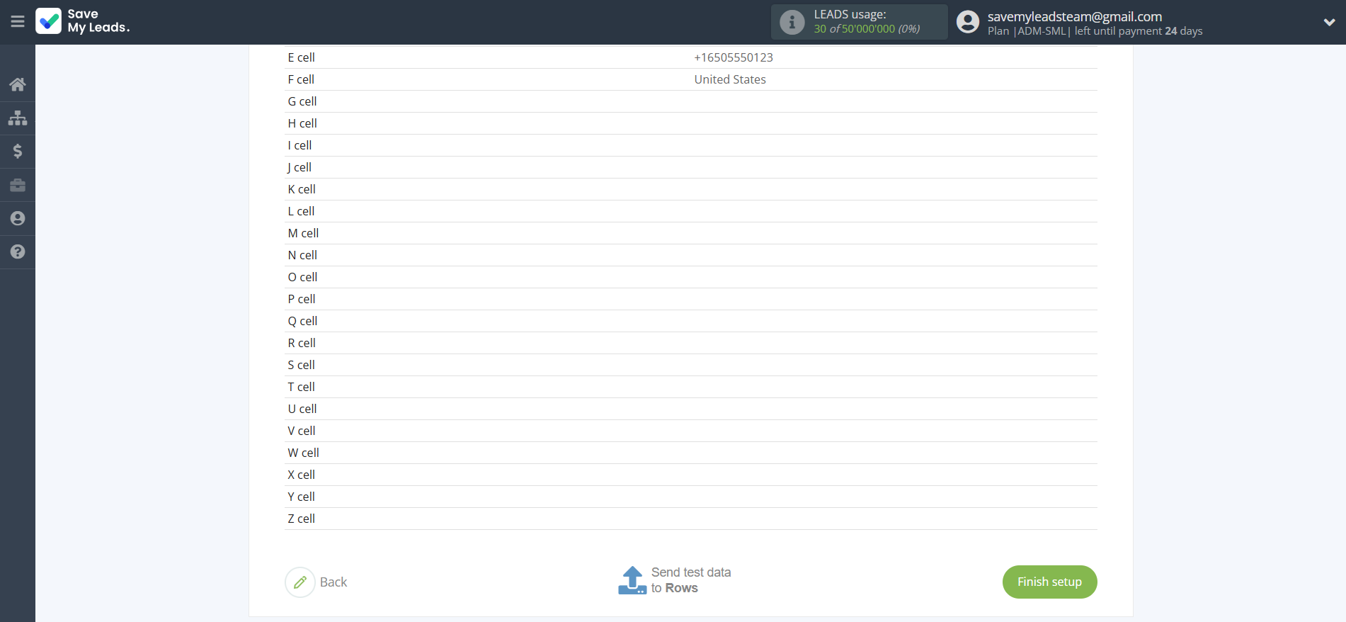 How to Connect Webhooks with Rows Add Row | Test data