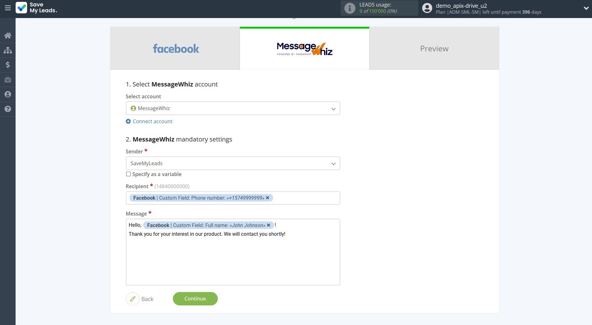 How to Connect Facebook with MessageWhiz | Assigning fields