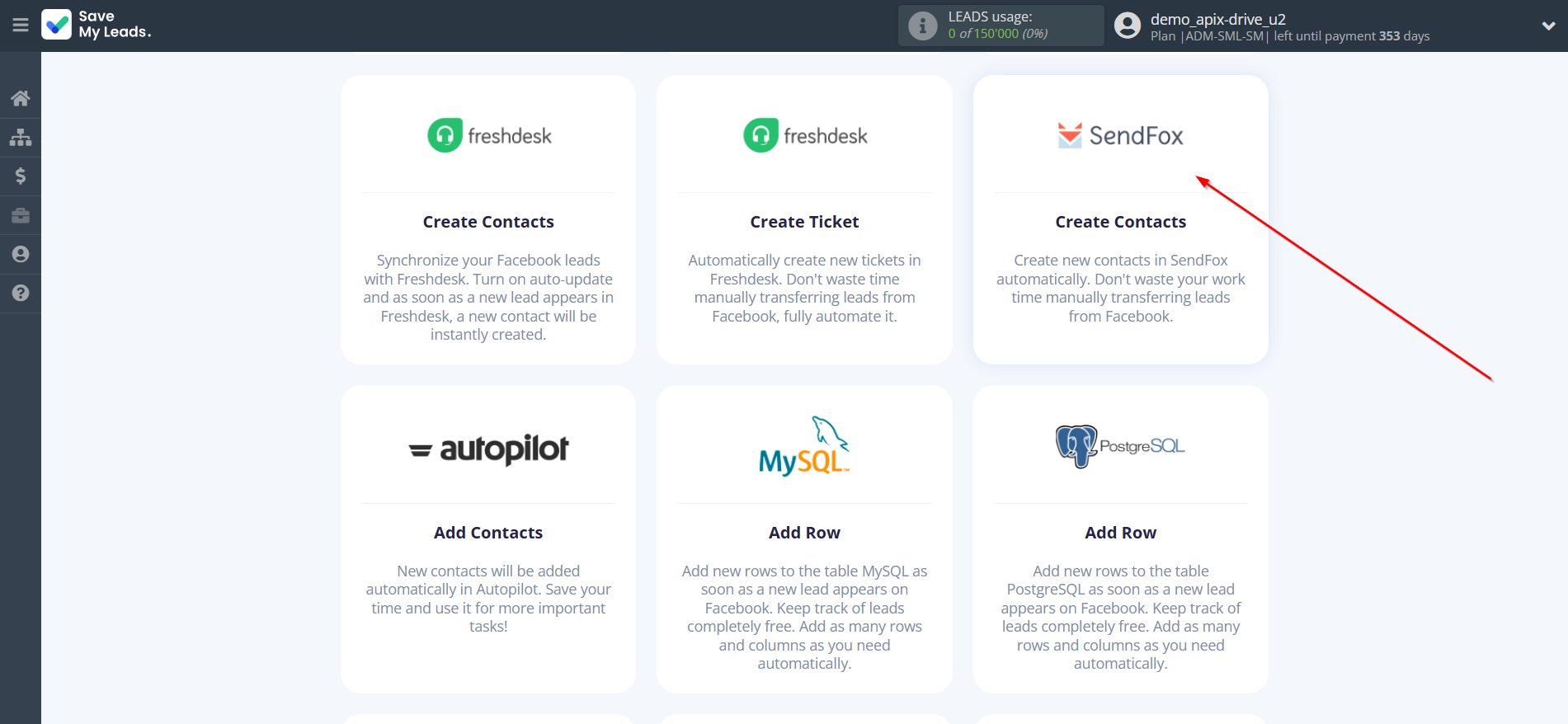 How to Connect Facebook with SendFox | Data Destination system selection How to Connect Facebook with SendFox | Data Destination system selection