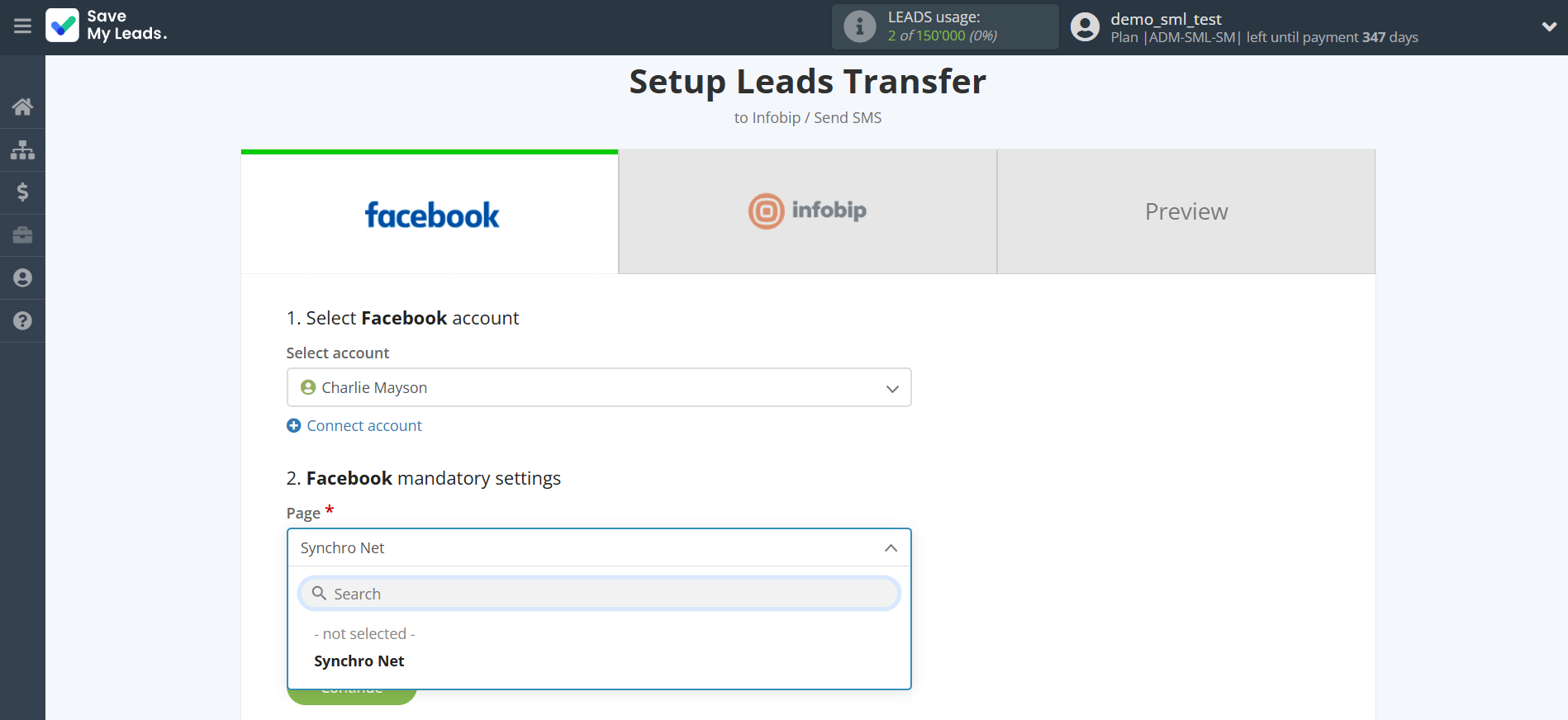 How to Connect Facebook with Infobip | Data Source account connection