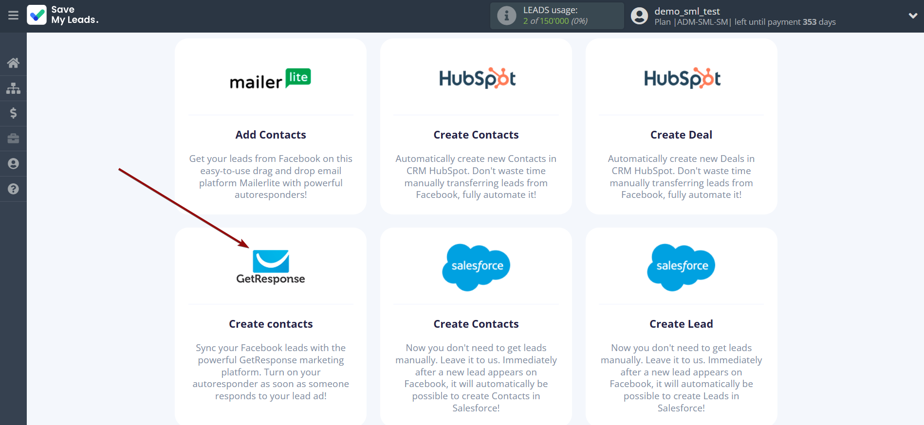 How to Connect Facebook with GetResponse | Data Destination system selection How to Connect Facebook with GetResponse | Data Destination system selection