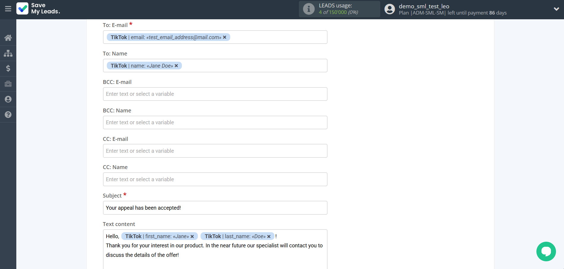 How to Connect TikTok with Resend | Assigning fields