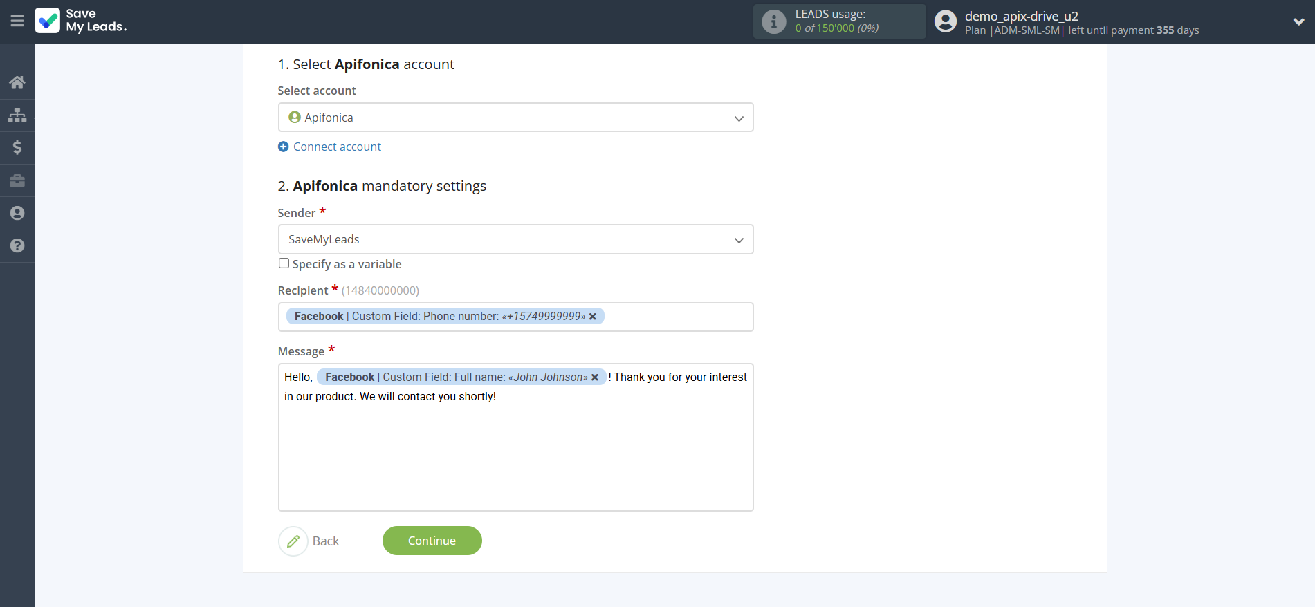 How to Connect Facebook with Apifonica | Assigning fields How to Connect Facebook with Apifonica | Assigning fields