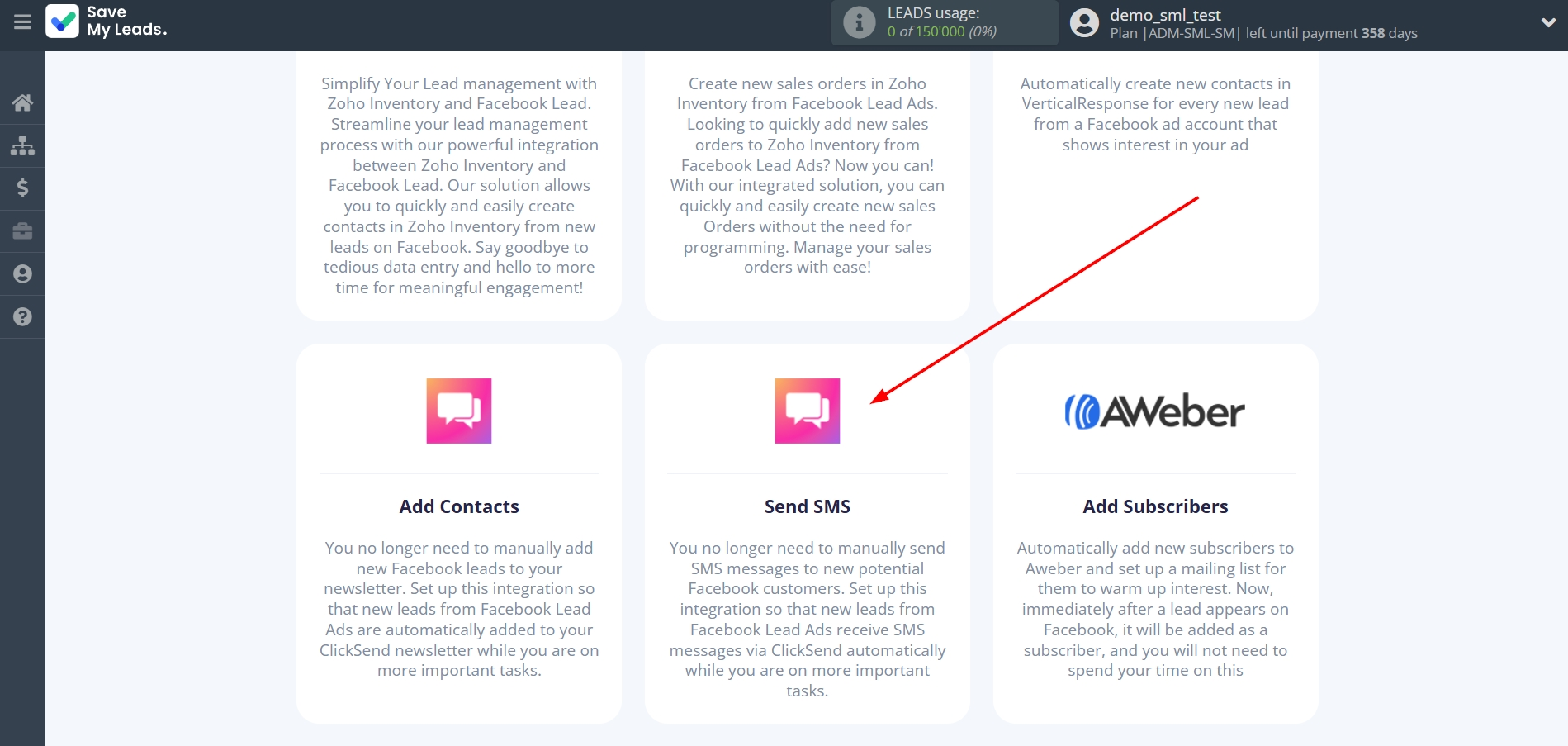 How to Connect Facebook with ClickSend Send SMS | Data Destination system selection How to Connect Facebook with ClickSend Send SMS | Data Destination system selection