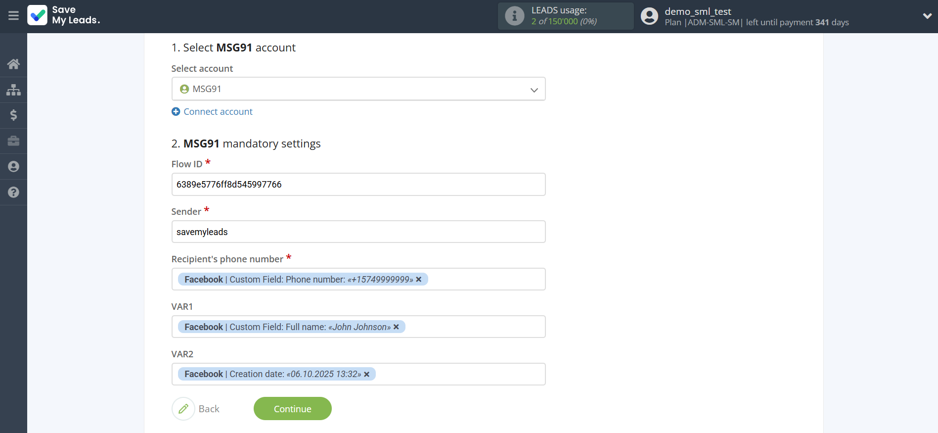 How to Connect Facebook with MSG91 Send SMS | Assigning fields