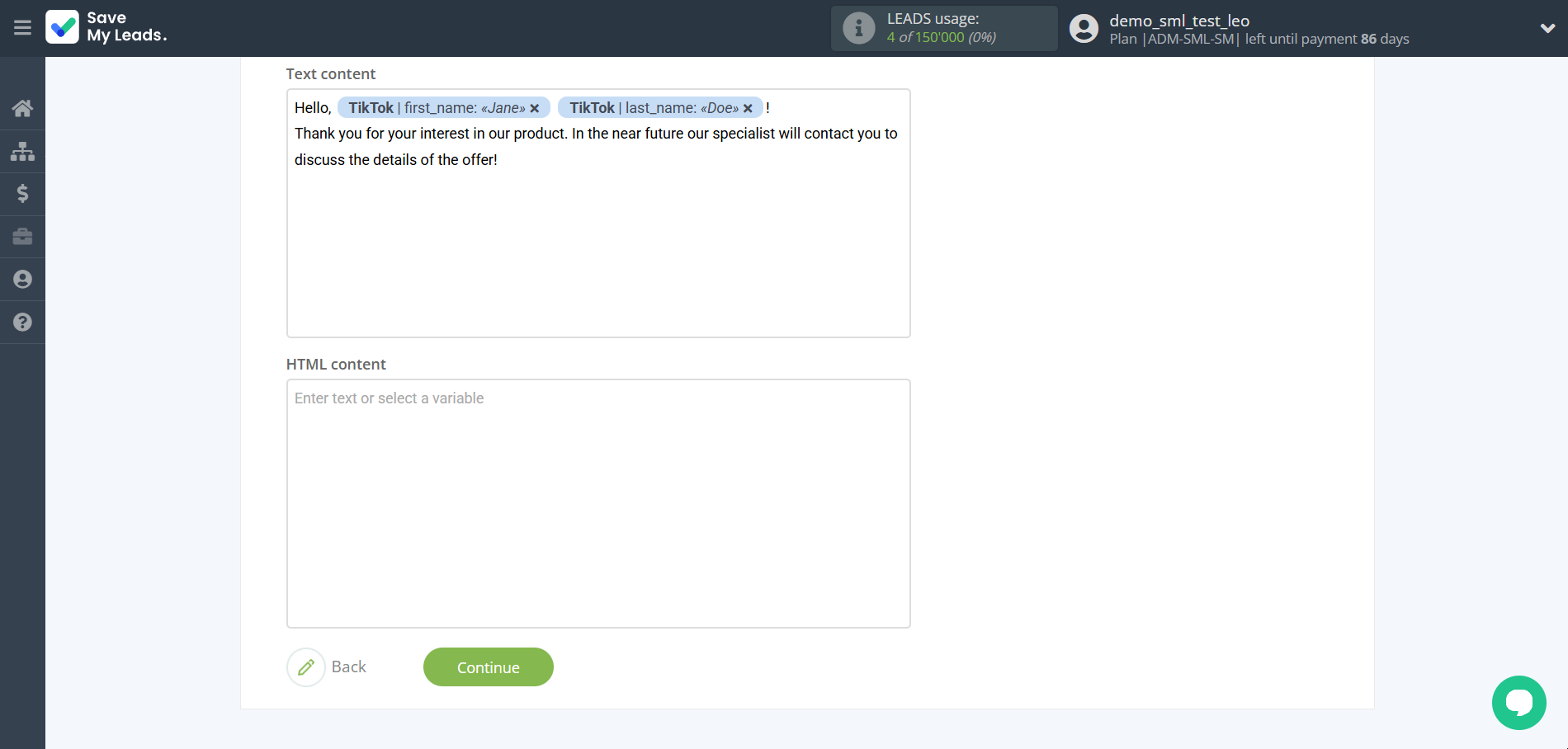 How to Connect TikTok with Resend | Assigning fields