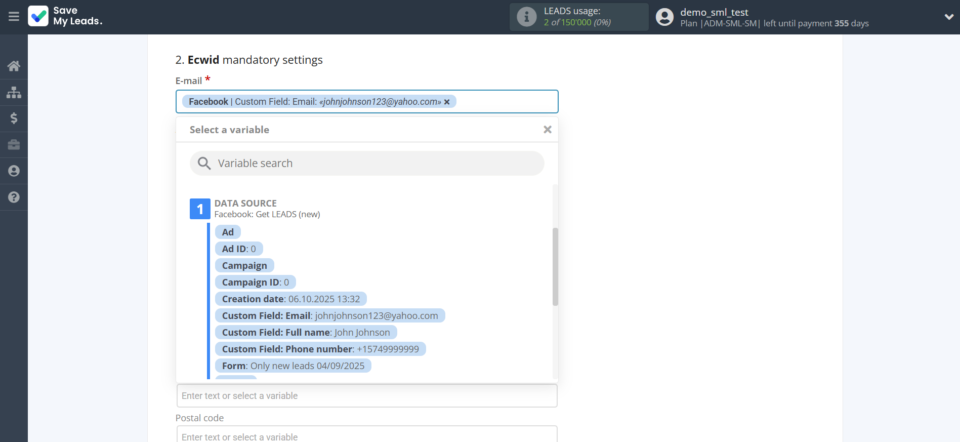 How to Connect Facebook with Ecwid Create Customers | Assigning fields How to Connect Facebook with Ecwid Create Customers | Assigning fields