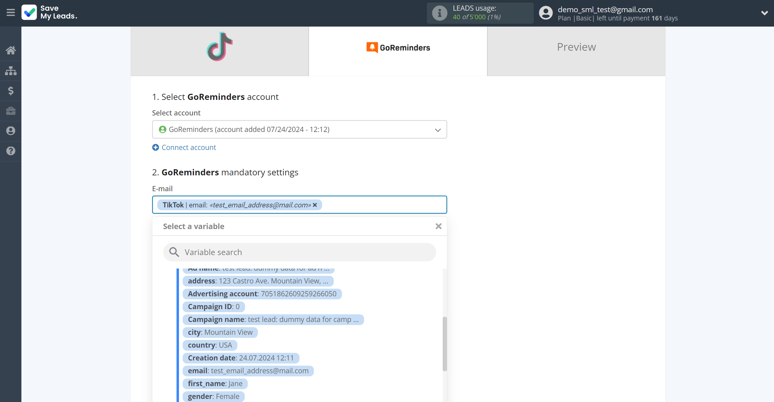How to Connect TikTok with GoReminders | Assigning fields How to Connect TikTok with GoReminders | Assigning fields