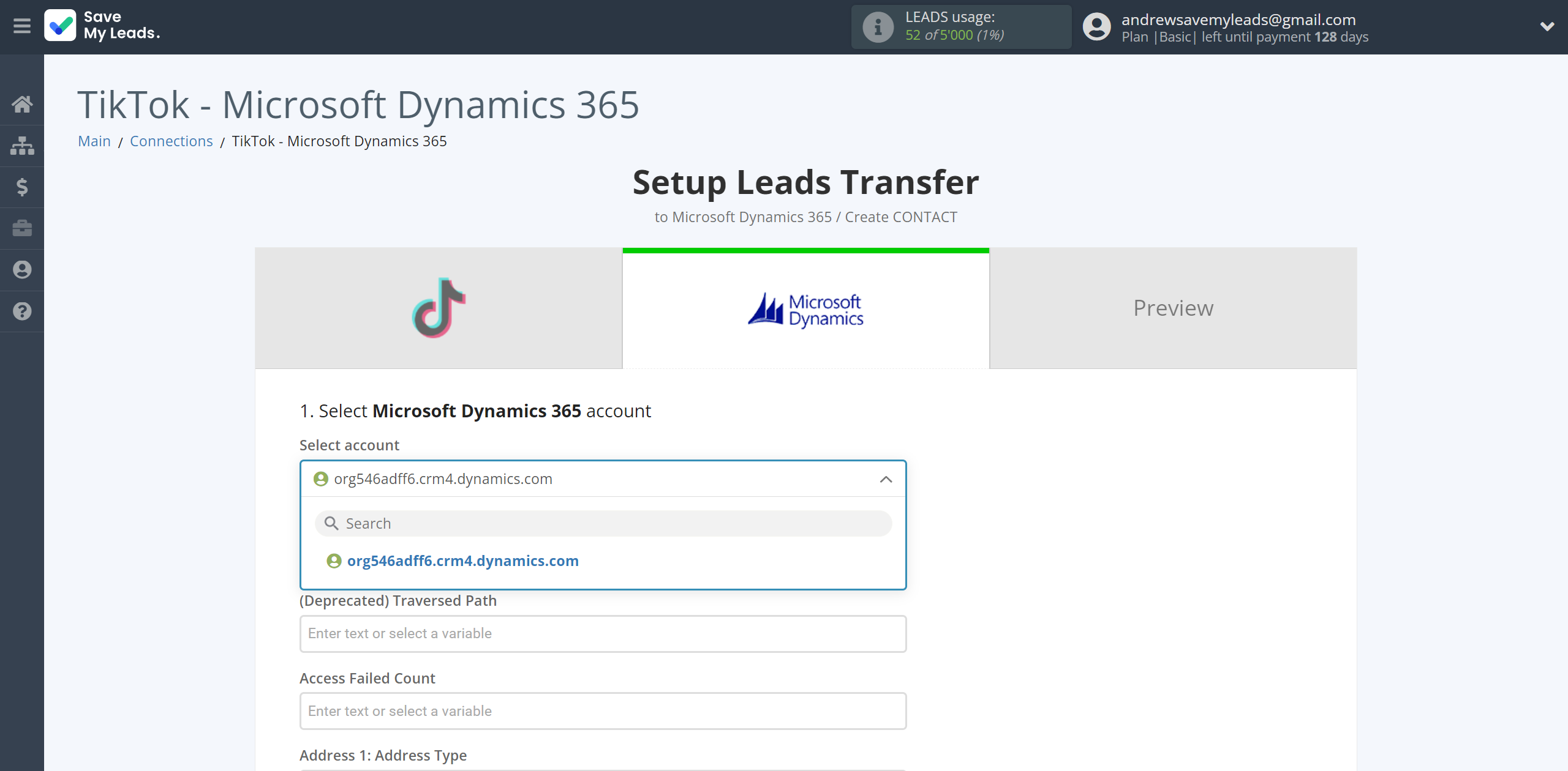 How to Connect TikTok with Microsoft Dynamics 365 Create Contacts | Data Destination account selection How to Connect TikTok with Microsoft Dynamics 365 Create Contacts | Data Destination account selection