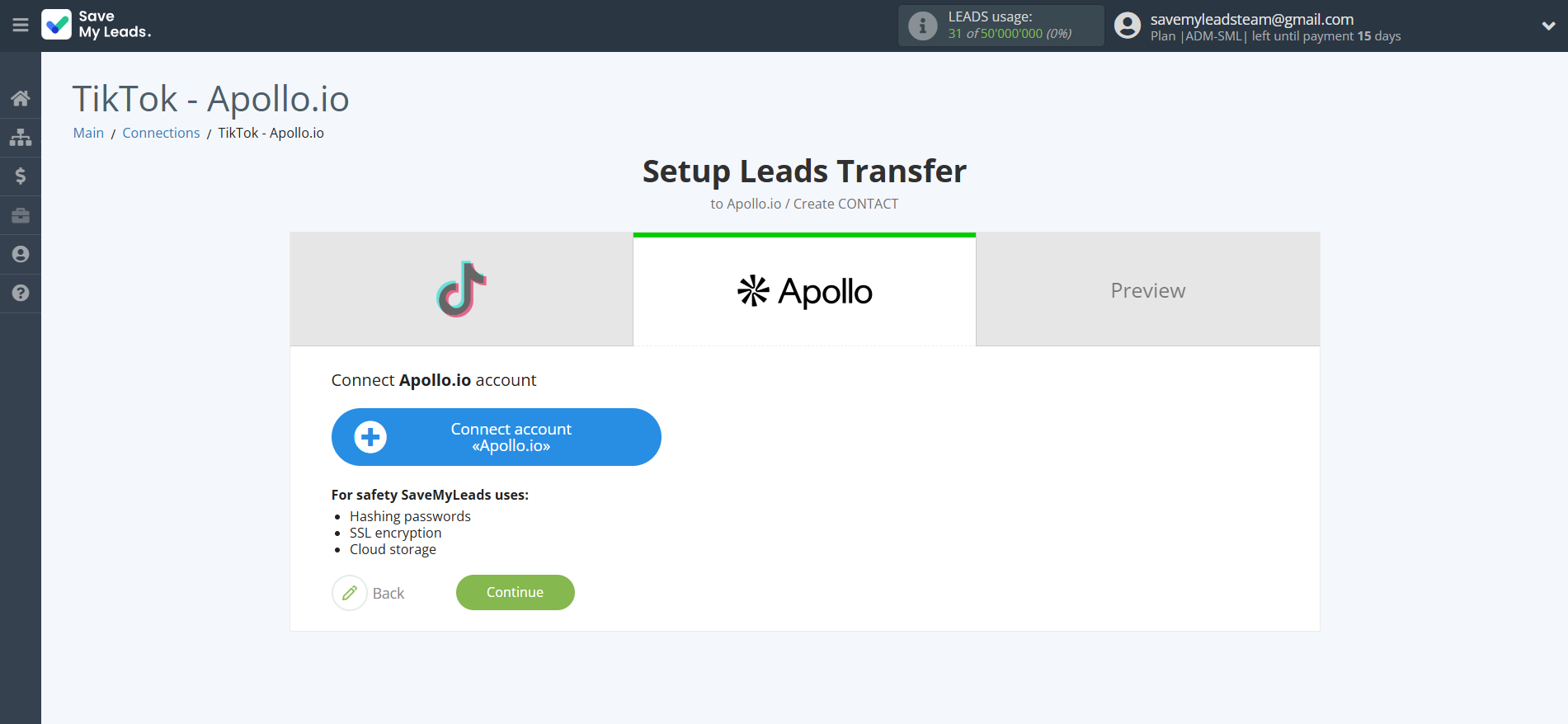 How to Connect TikTok with Apollo.io Create Contacts | Data Destination account connection
