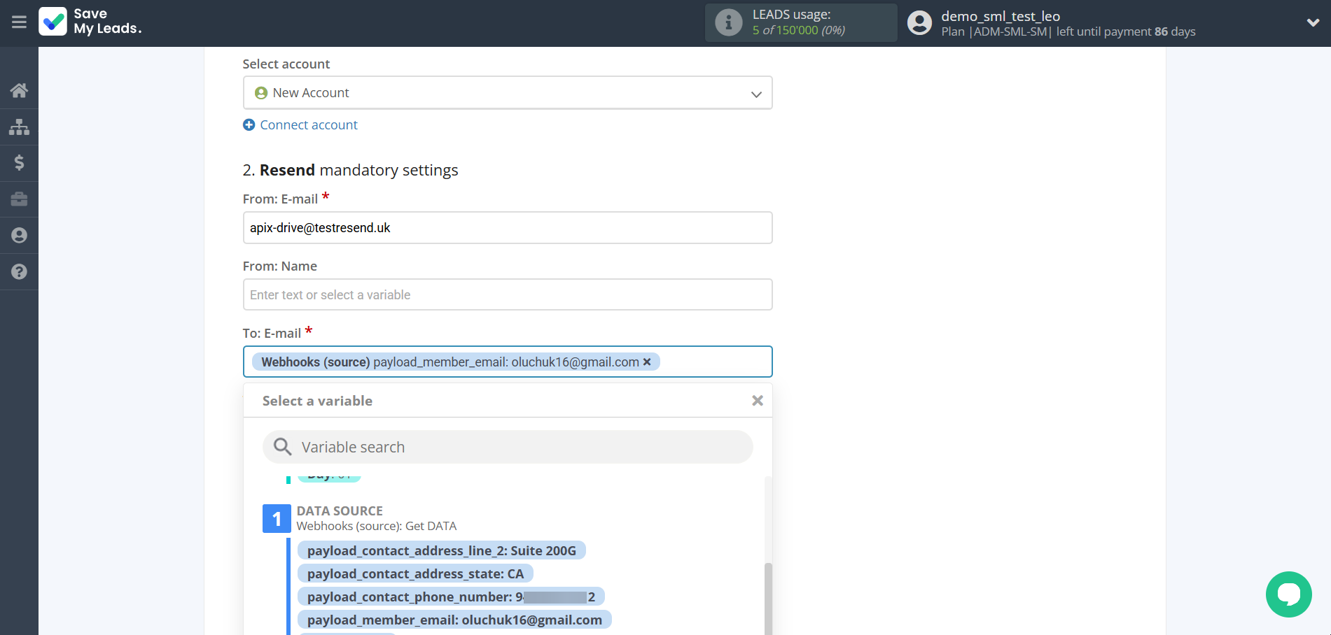 How to Connect Webhooks with Resend | Assigning fields