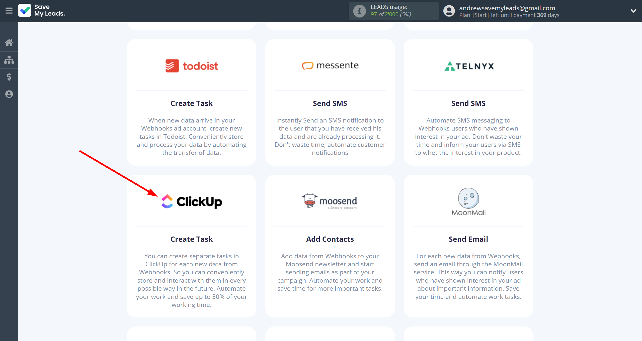 How to Connect Webhooks with ClickUp | Data Destination system selection How to Connect Webhooks with ClickUp | Data Destination system selection