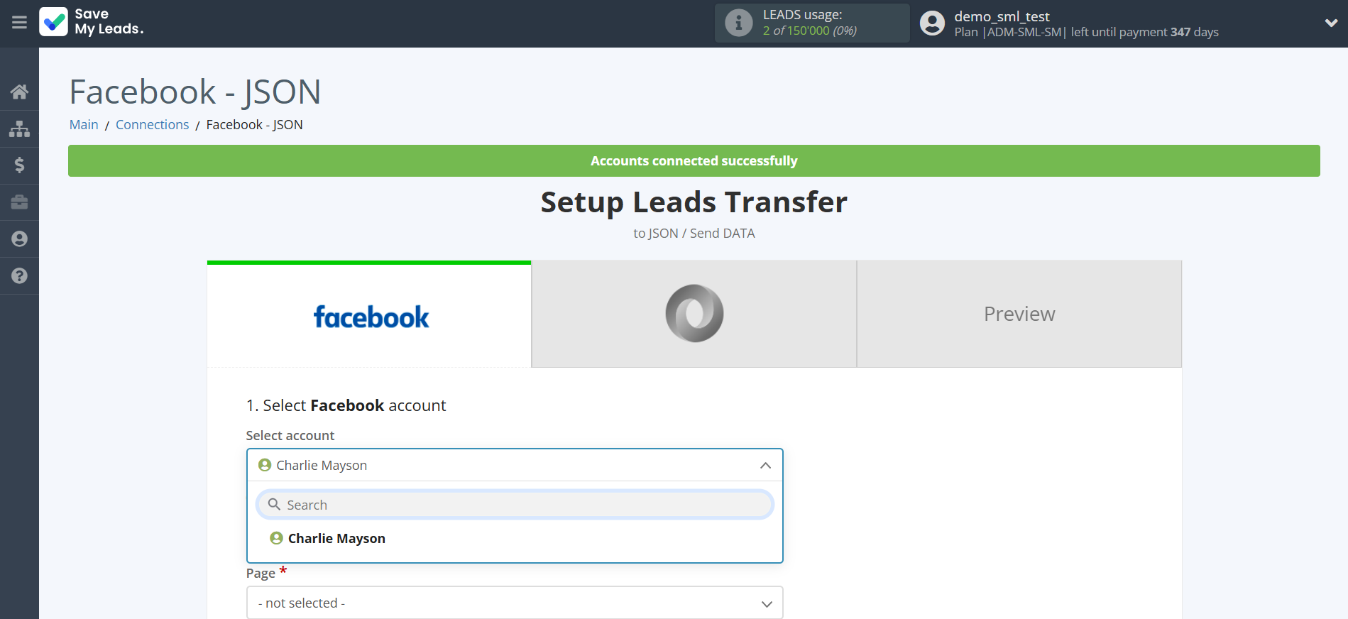 How to Connect Facebook with JSON | Data Source account selection How to Connect Facebook with JSON | Data Source account selection