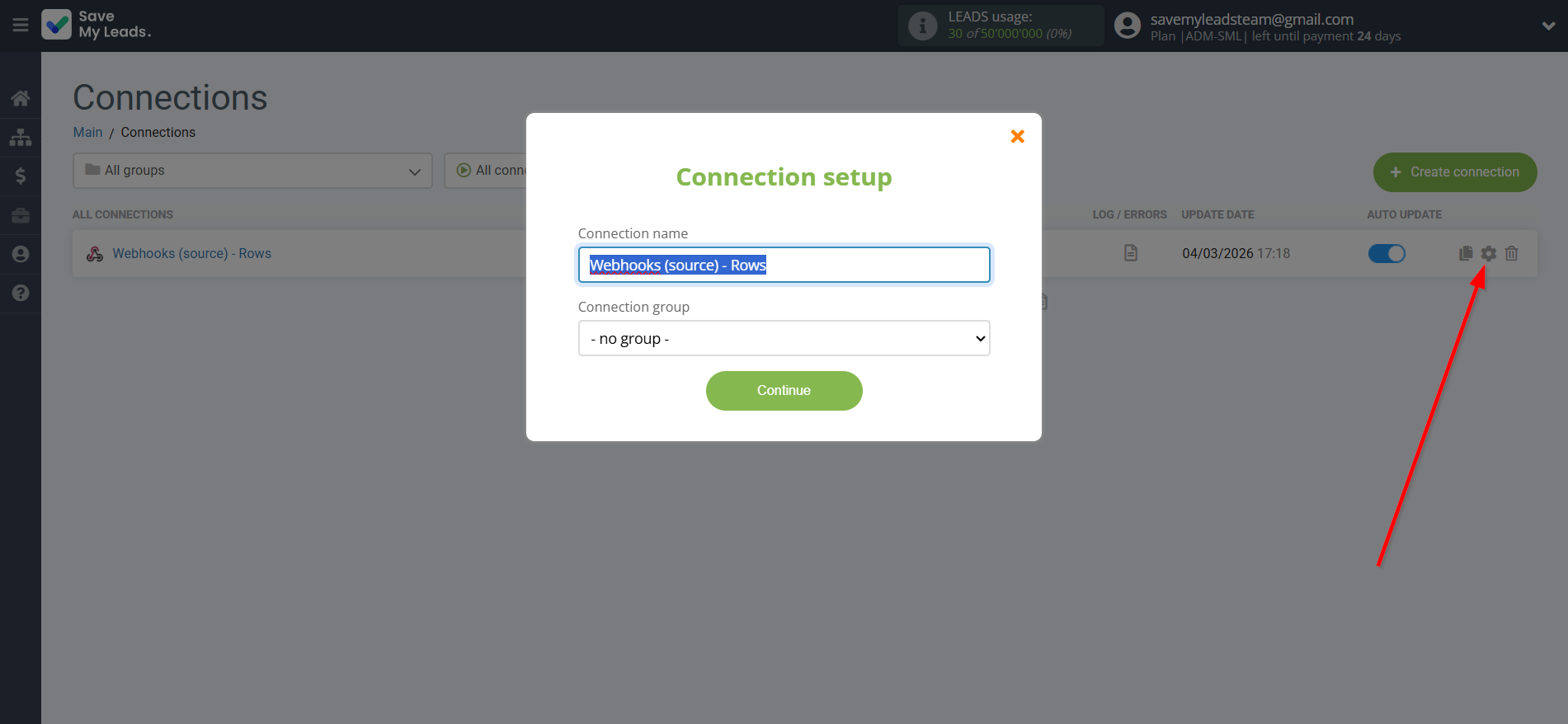 How to Connect Webhooks with Rows Add Row | Name and group connection