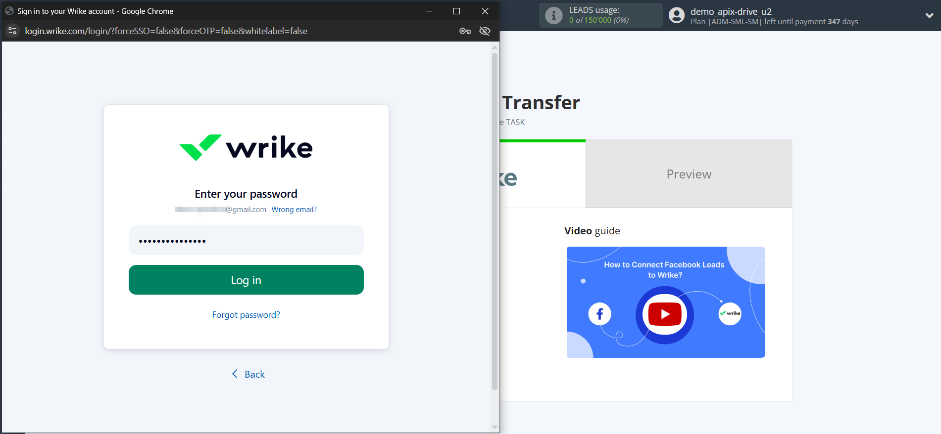 How to Connect Facebook with Wrike | Data Destination account connection