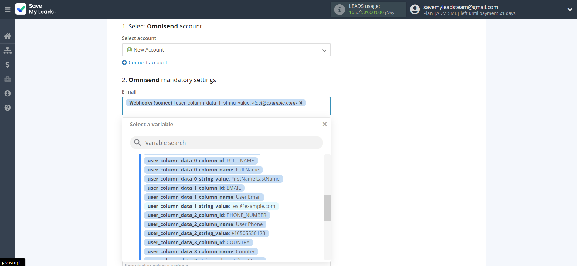 How to Connect Webhooks with Omnisend Create Contacts | Assigning fields