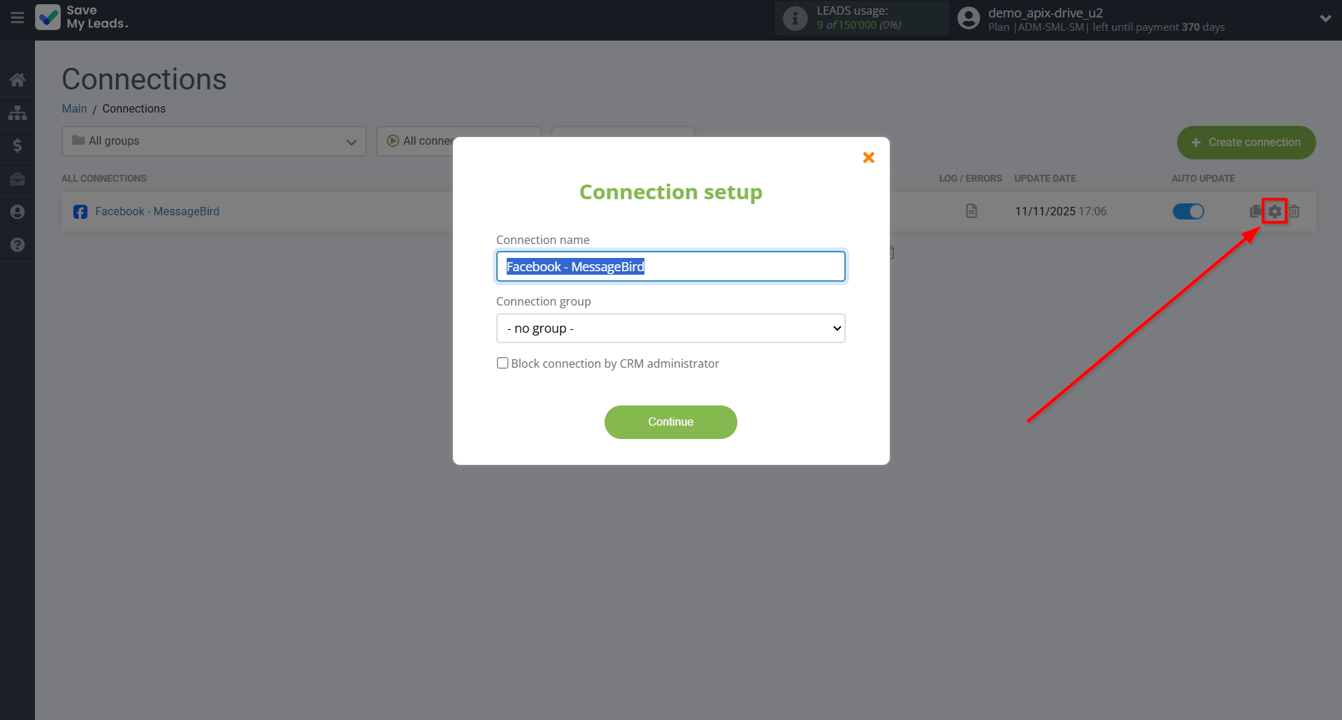 How to Connect Facebook with MessageBird | Name and group connection
