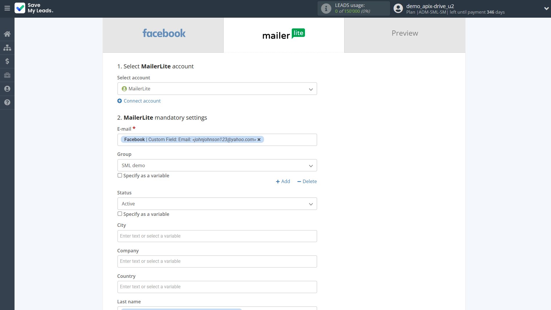 How to Connect Facebook with MailerLite | Assigning fields