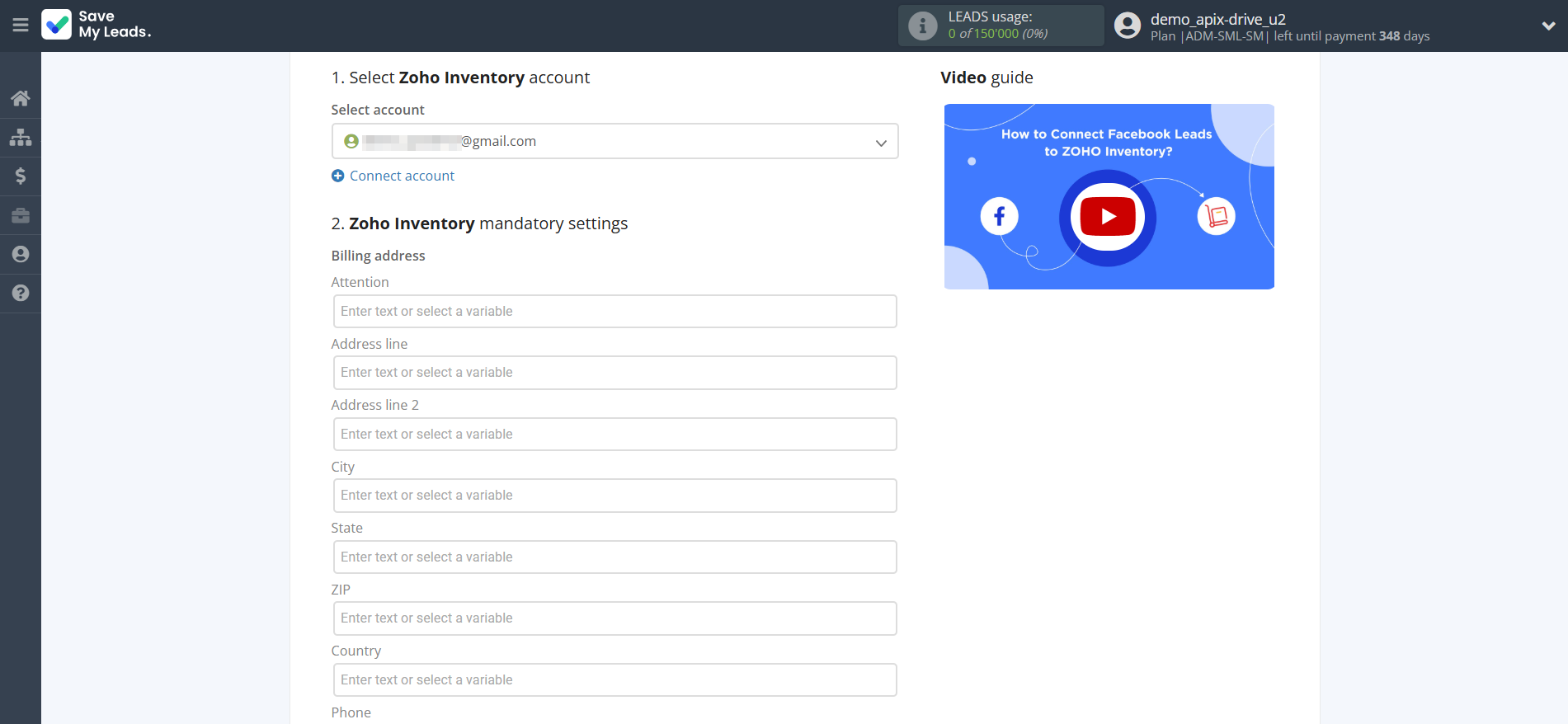 How to Connect Facebook with Zoho Inventory Create Contacts | Assigning fields How to Connect Facebook with Zoho Inventory Create Contacts | Assigning fields