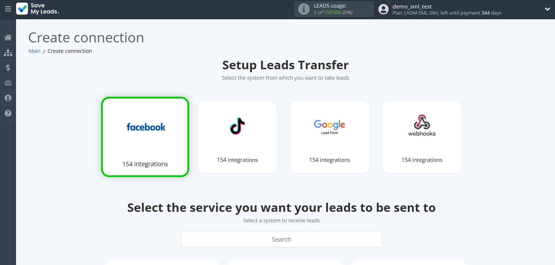 How to Connect Facebook with Pipedrive Create Task | Data Source system selection