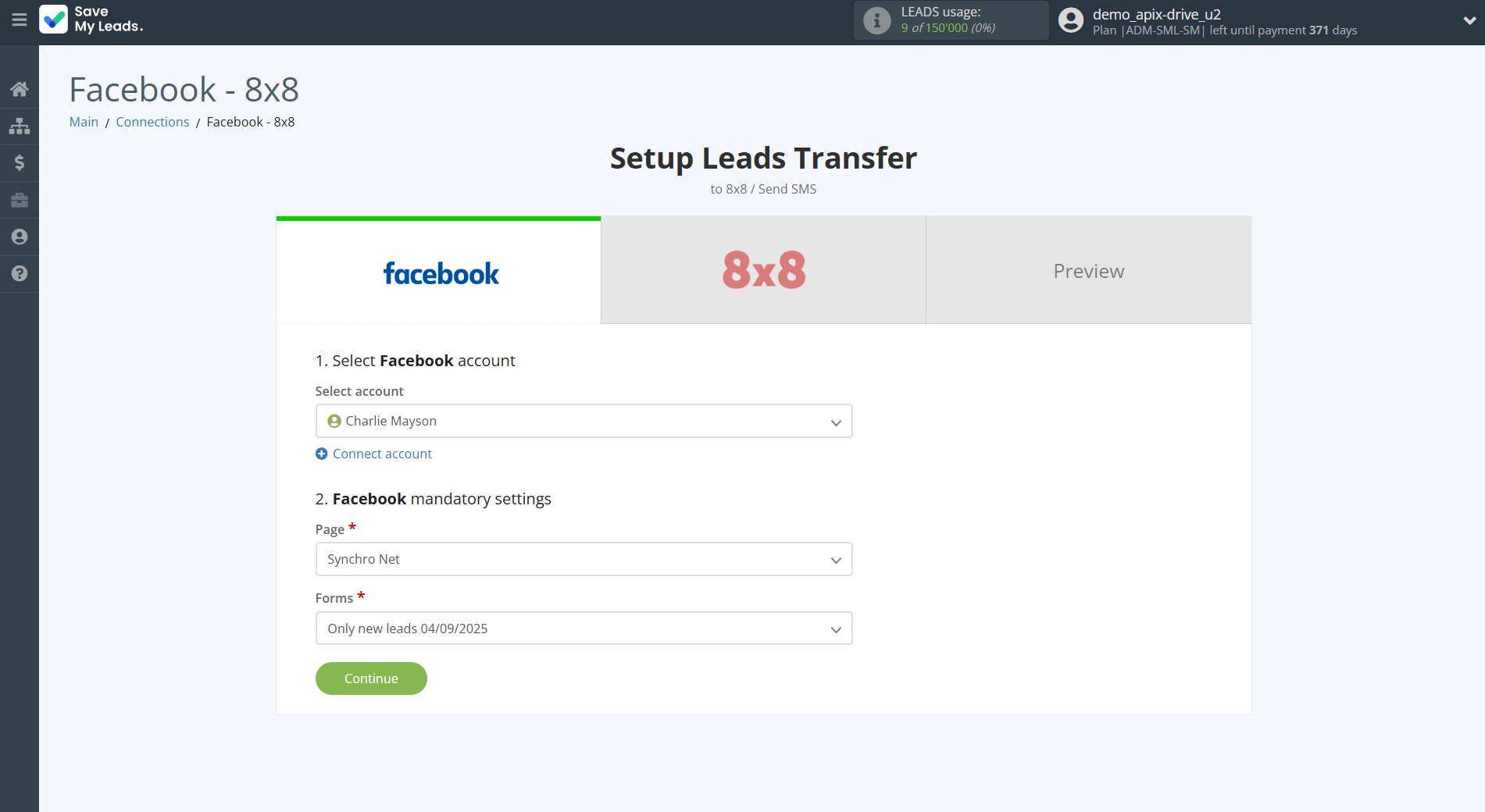 How to Connect Facebook with 8x8 | Data Source account connection