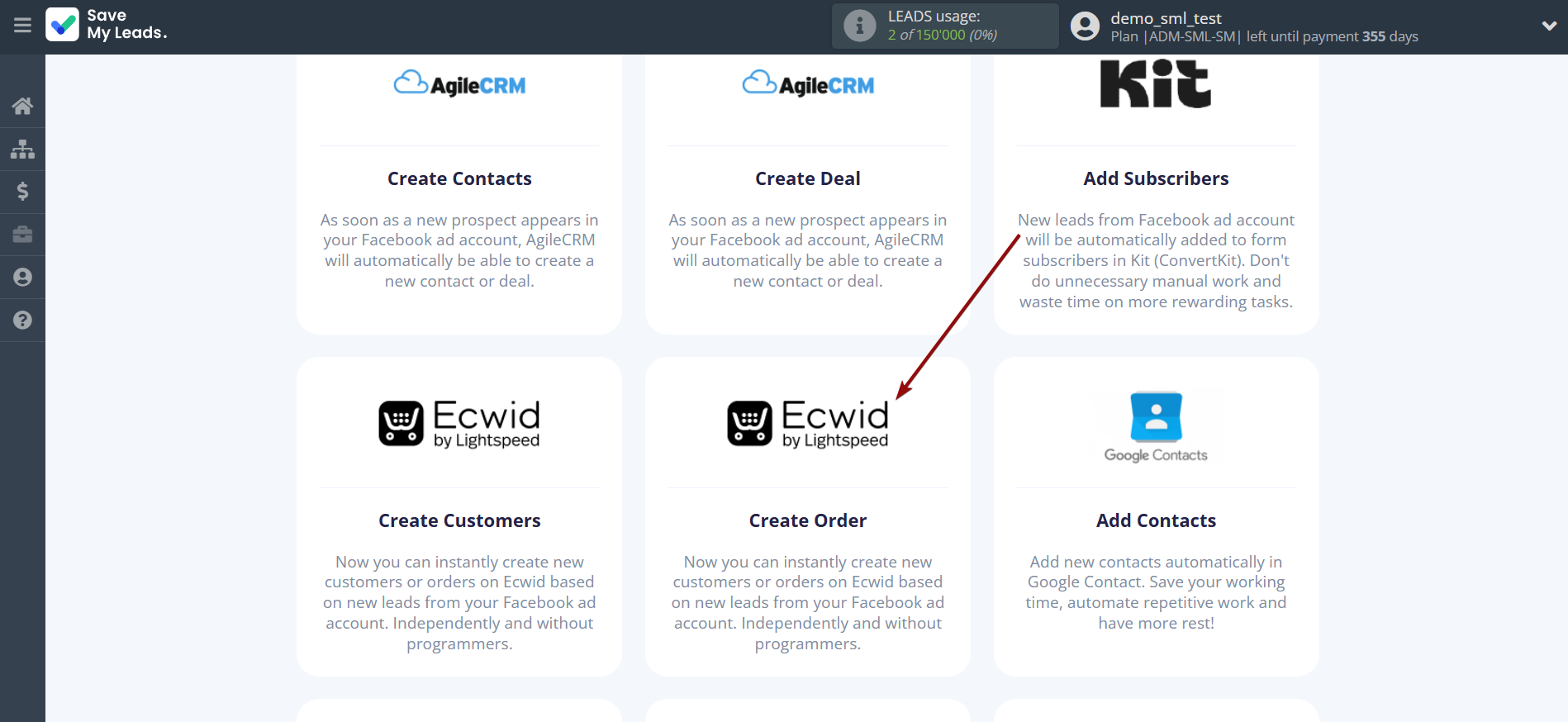 How to Connect Facebook with Ecwid Create Order | Data Destination system selection How to Connect Facebook with Ecwid Create Order | Data Destination system selection