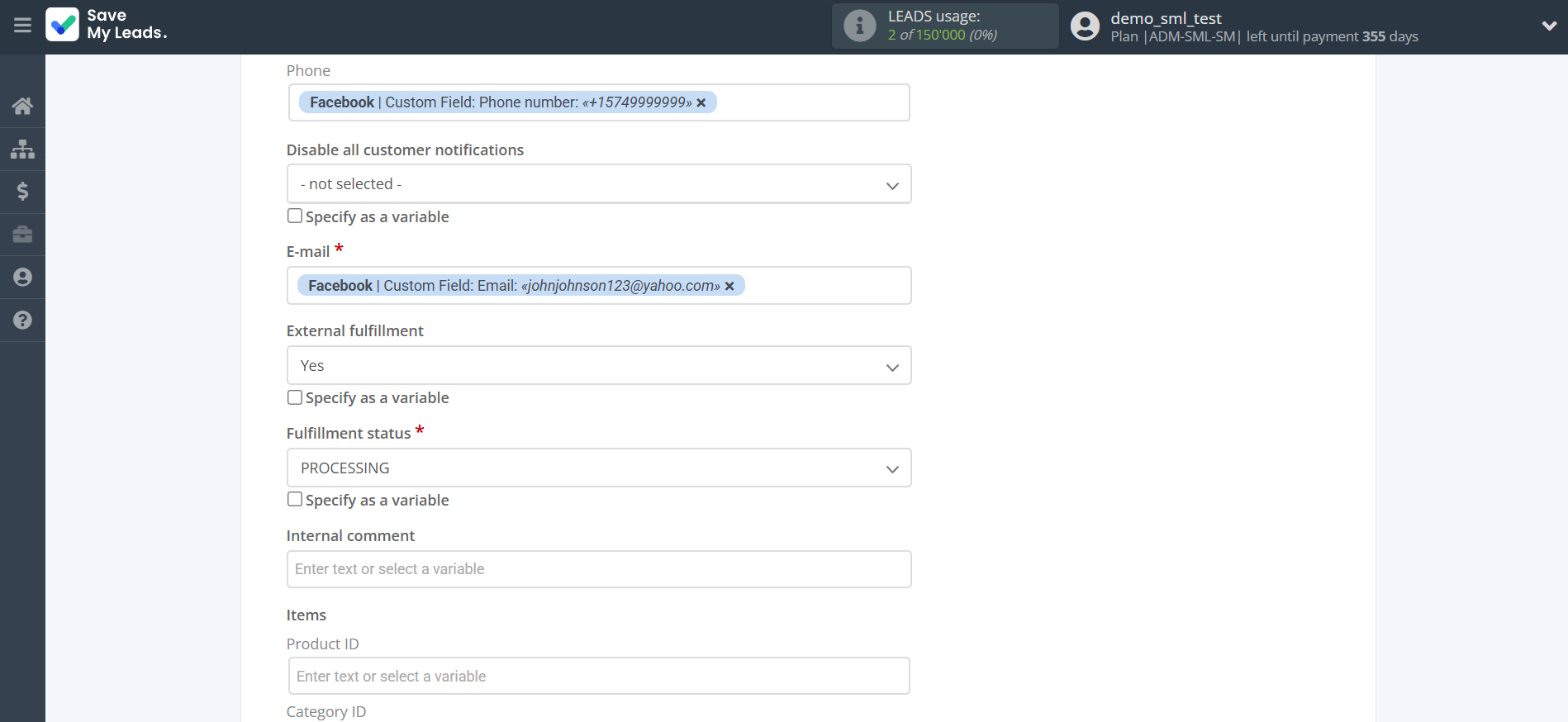How to Connect Facebook with Ecwid Create Order | Assigning fields How to Connect Facebook with Ecwid Create Order | Assigning fields