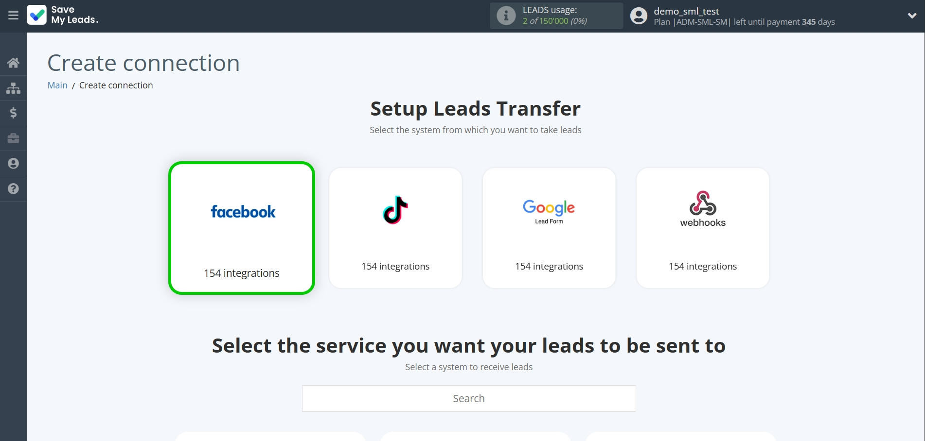 How to Connect Facebook with KeyCRM Create Lead | Data Source system selection