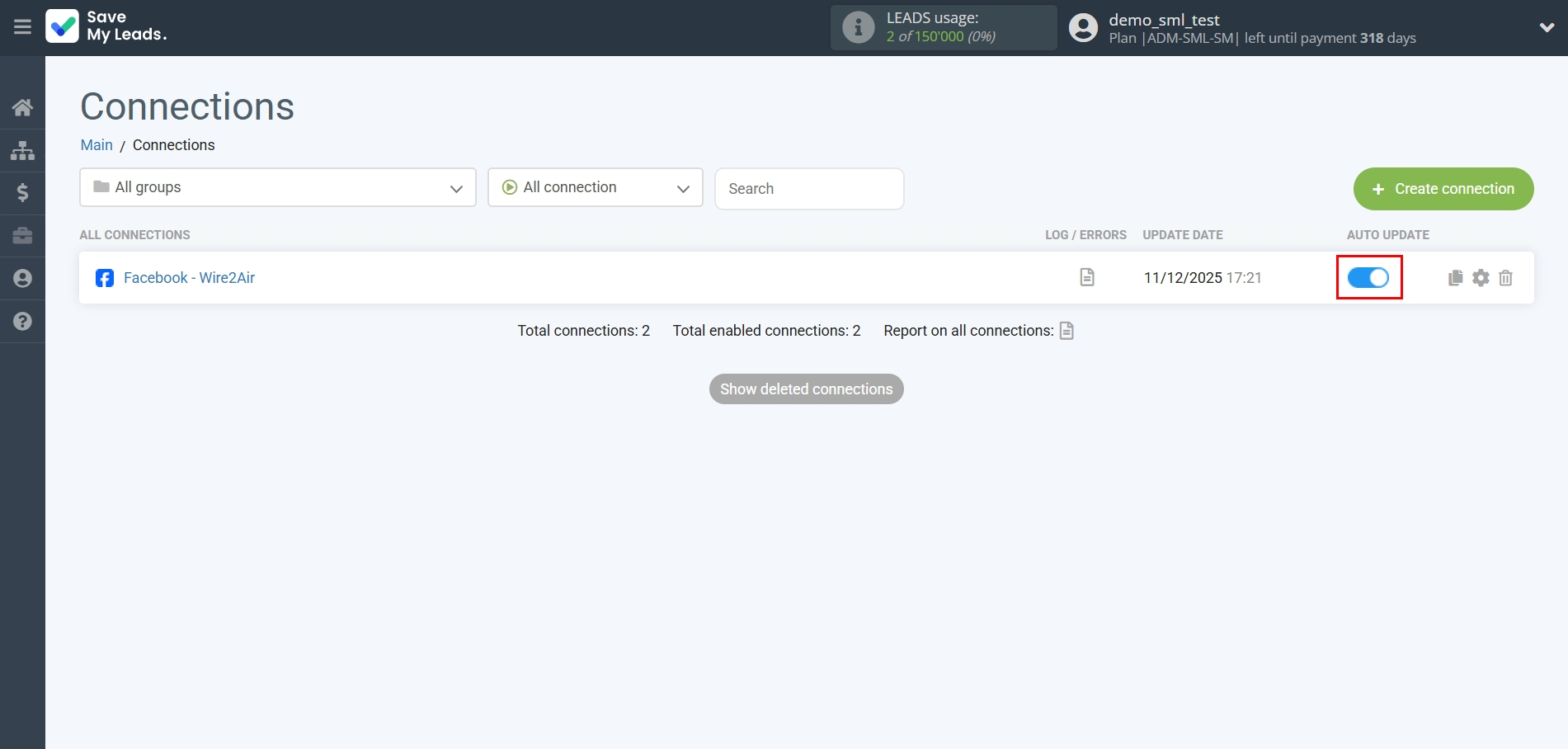 How to Connect Facebook with Wire2Air | Enable auto-update
