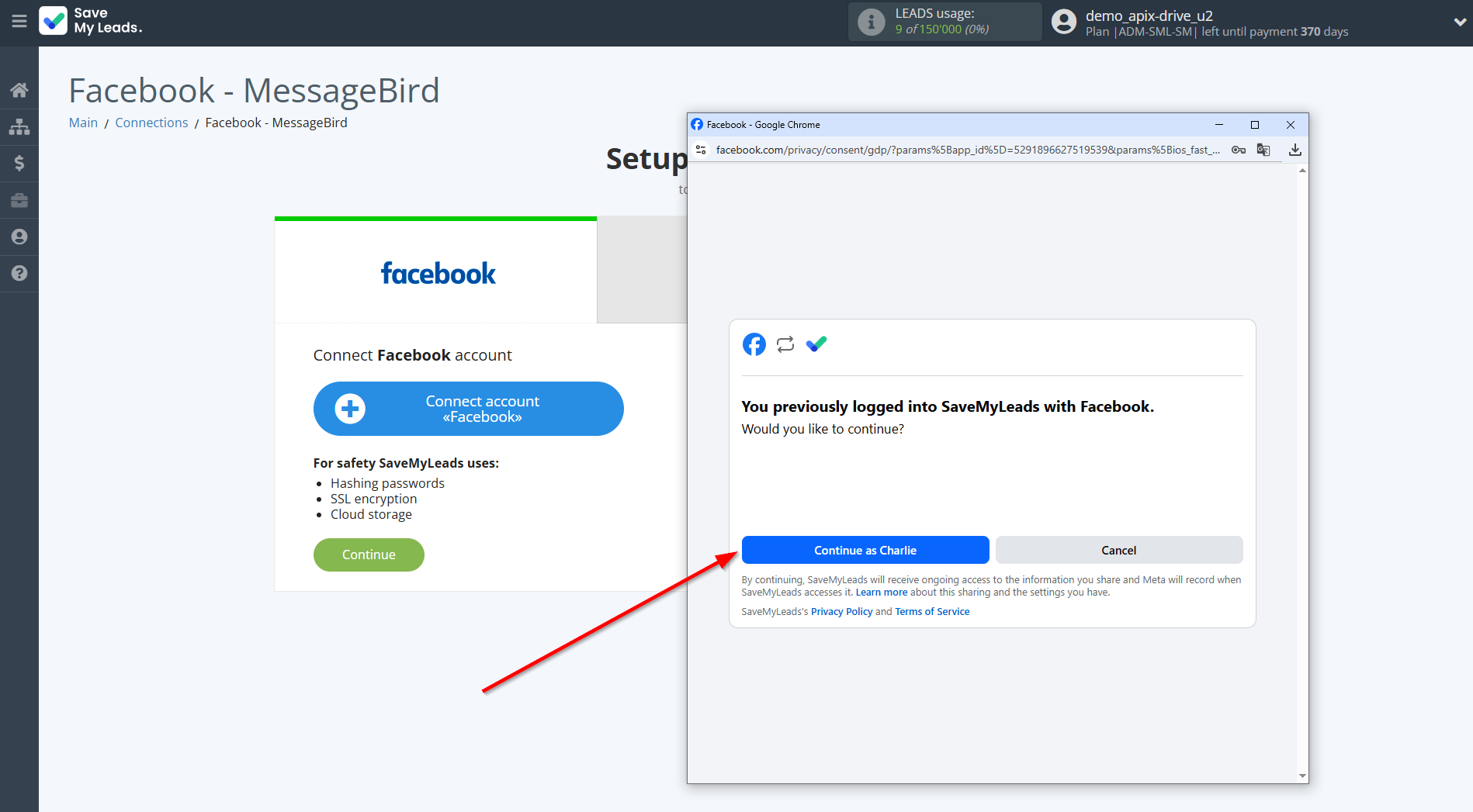 How to Connect Facebook with MessageBird | Data Source account connection