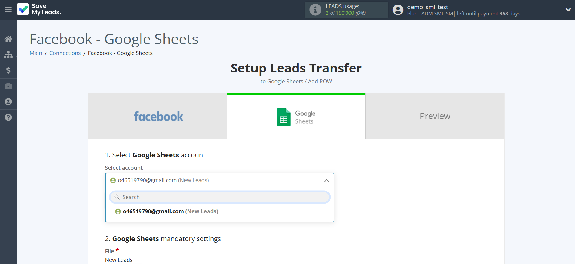 How to Connect Facebook with Google Sheets | Data Destination account selection How to Connect Facebook with Google Sheets | Data Destination account selection