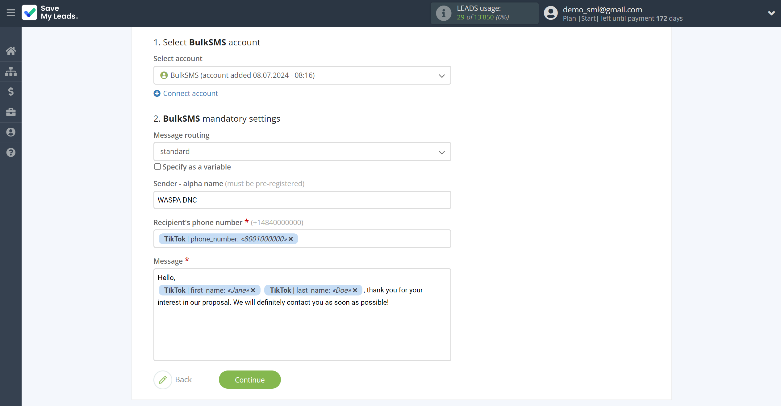 How to Connect TikTok with BulkSMS | Assigning fields How to Connect TikTok with BulkSMS | Assigning fields