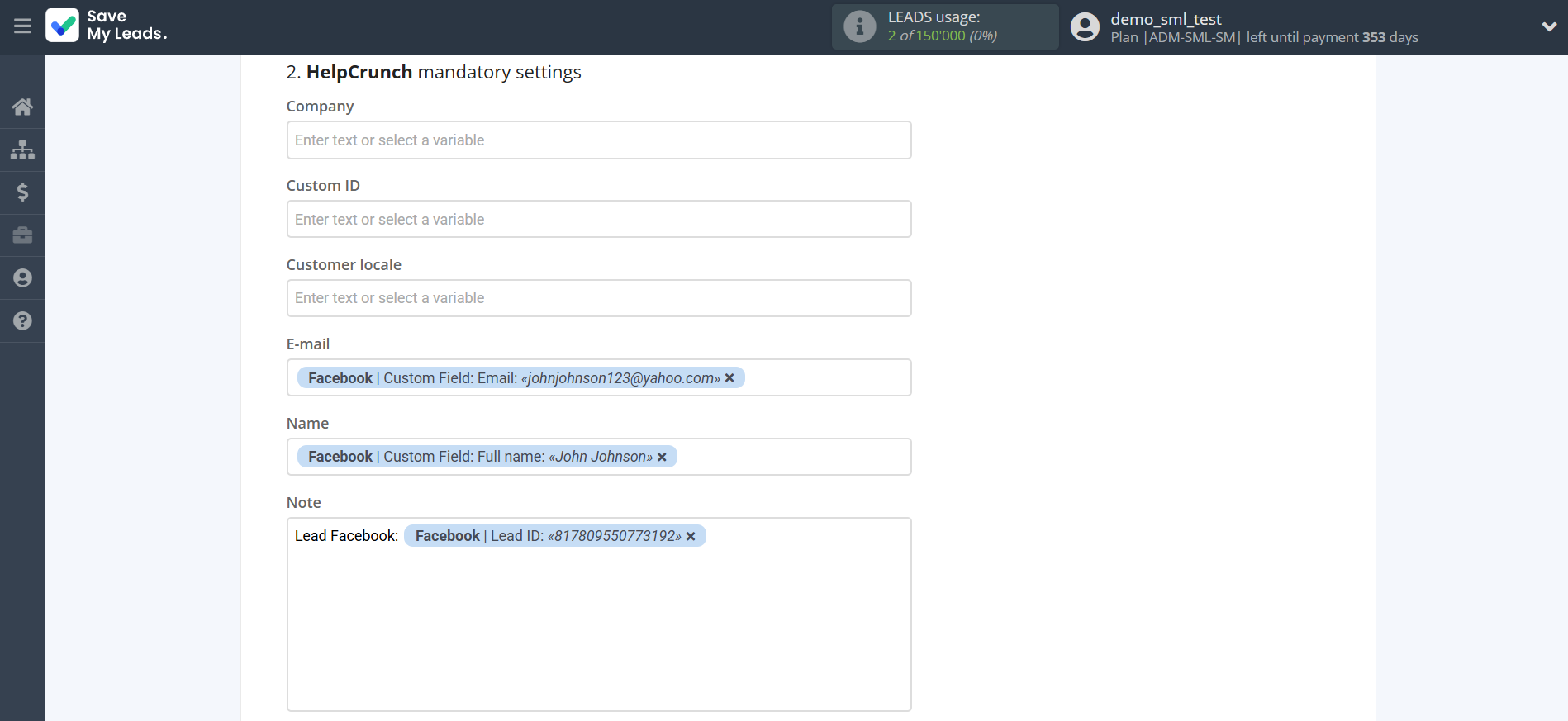 How to Connect Facebook with HelpCrunch Create Contacts | Assigning fields How to Connect Facebook with HelpCrunch Create Contacts | Assigning fields