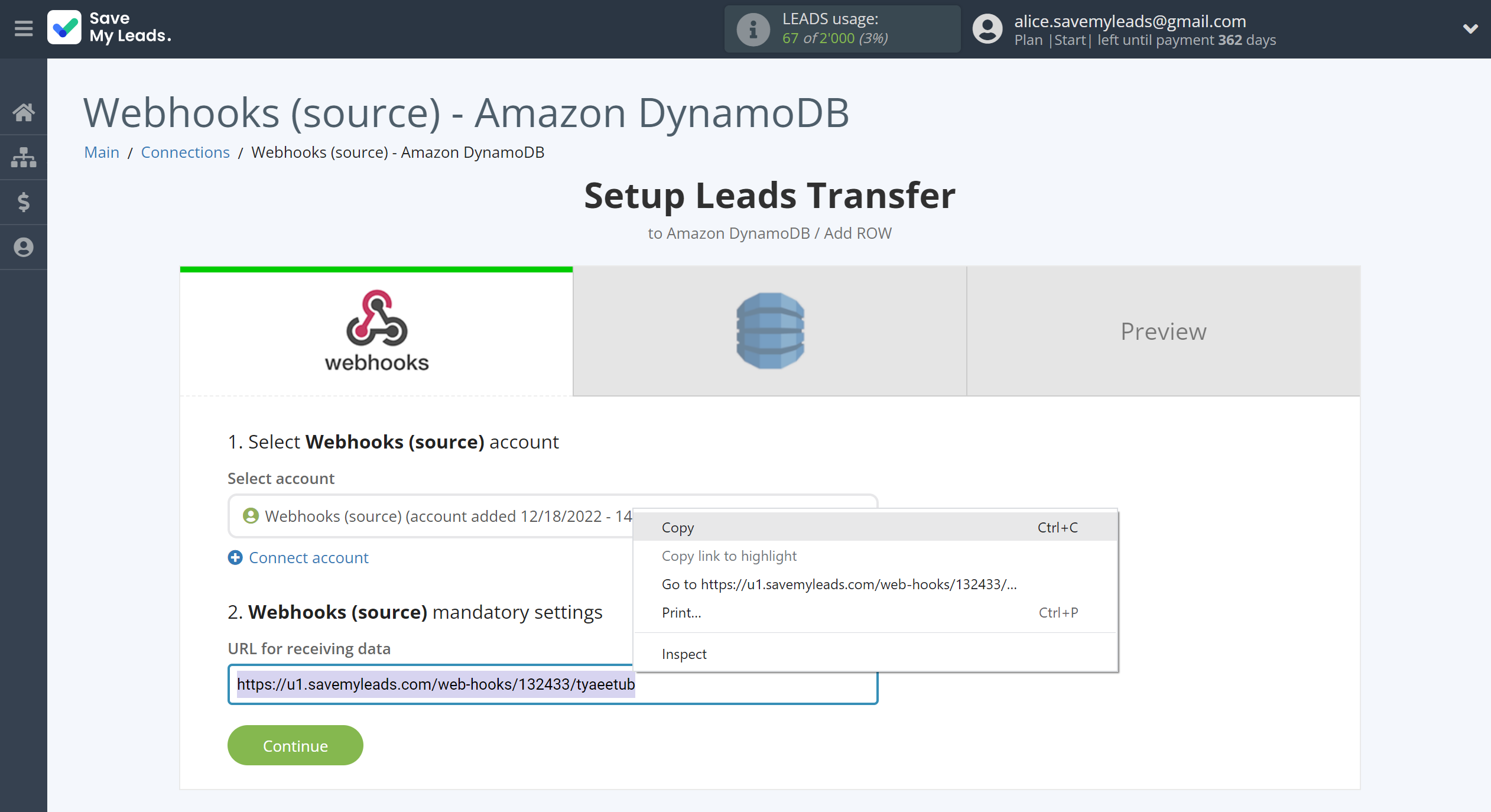 How to Connect Webhooks with Amazon DynamoDB | Data Source account connection How to Connect Webhooks with Amazon DynamoDB | Data Source account connection