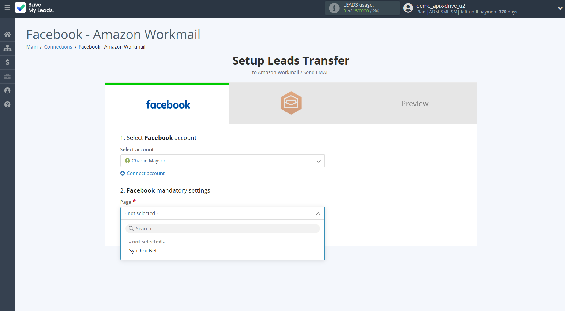 How to Connect Facebook with Amazon Workmail | Data Source account connection