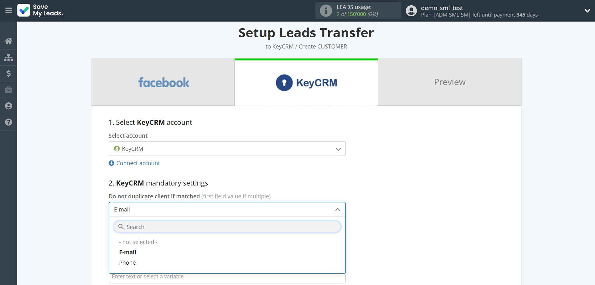 How to Connect Facebook with KeyCRM Create Lead | Assigning fields