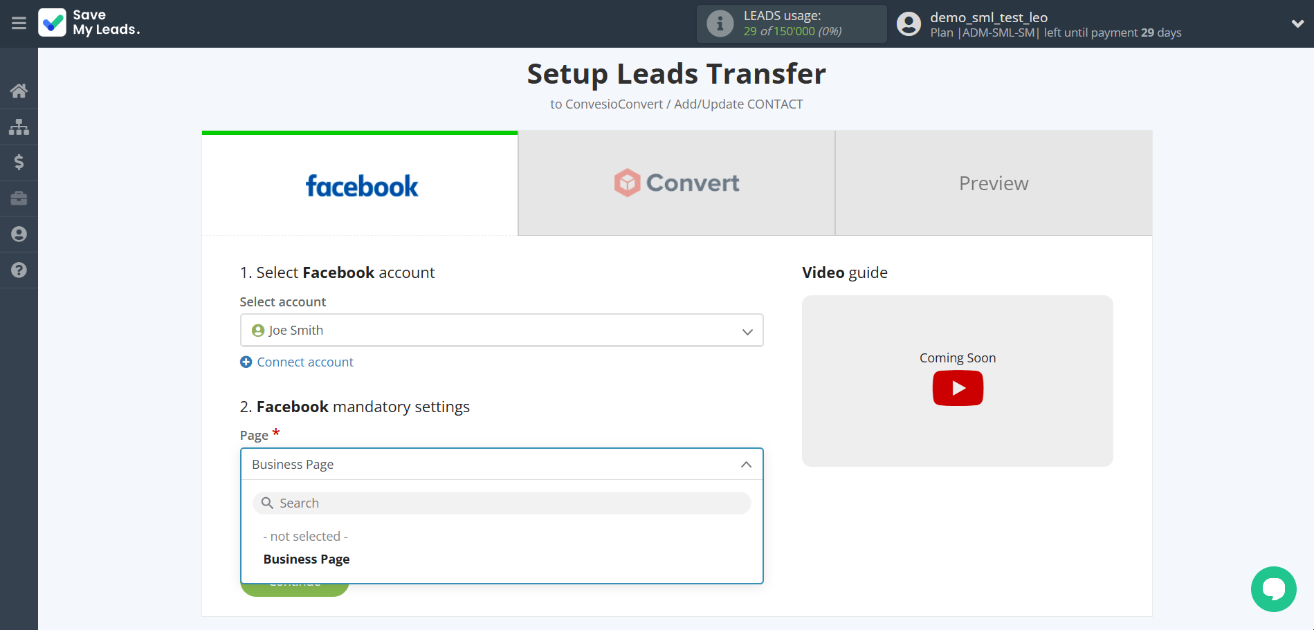 How to Connect Facebook with ConvesioConvert | Data Source account connection
