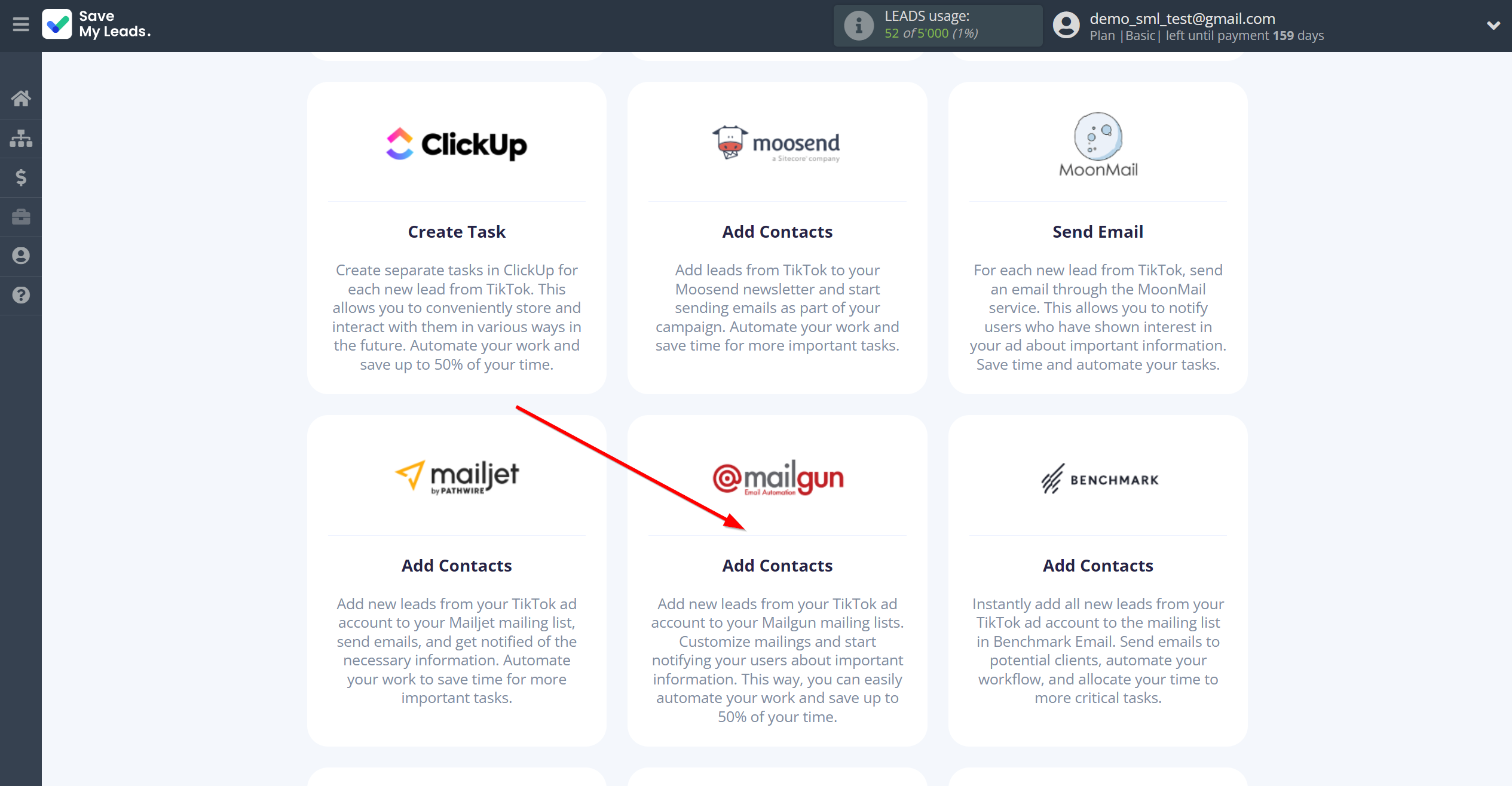 How to Connect TikTok with Mailgun | Data Destination system selection How to Connect TikTok with Mailgun | Data Destination system selection